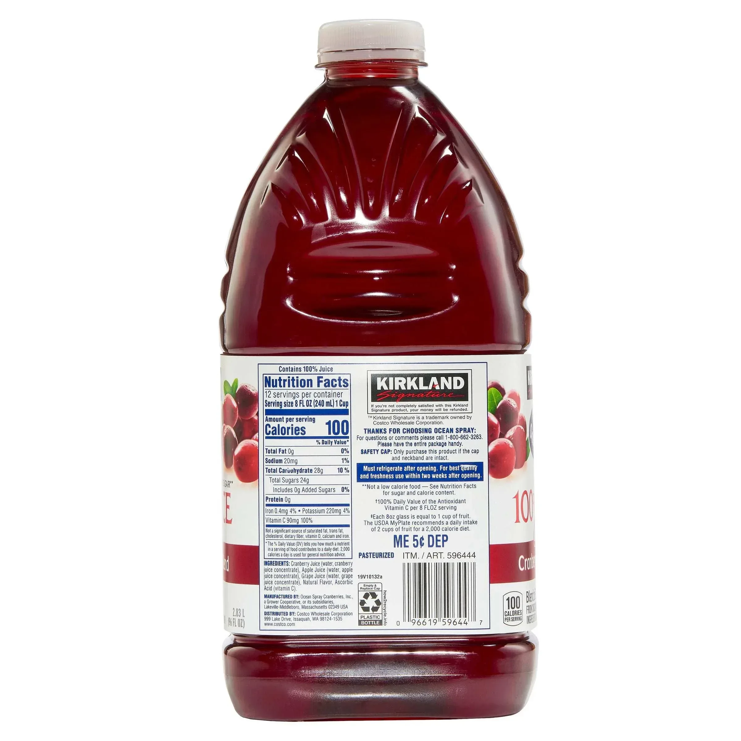 Kirkland Signature, Ocean Spray Cranberry Premium 100% Juice, 96 fl oz, 2-Count - Image 4