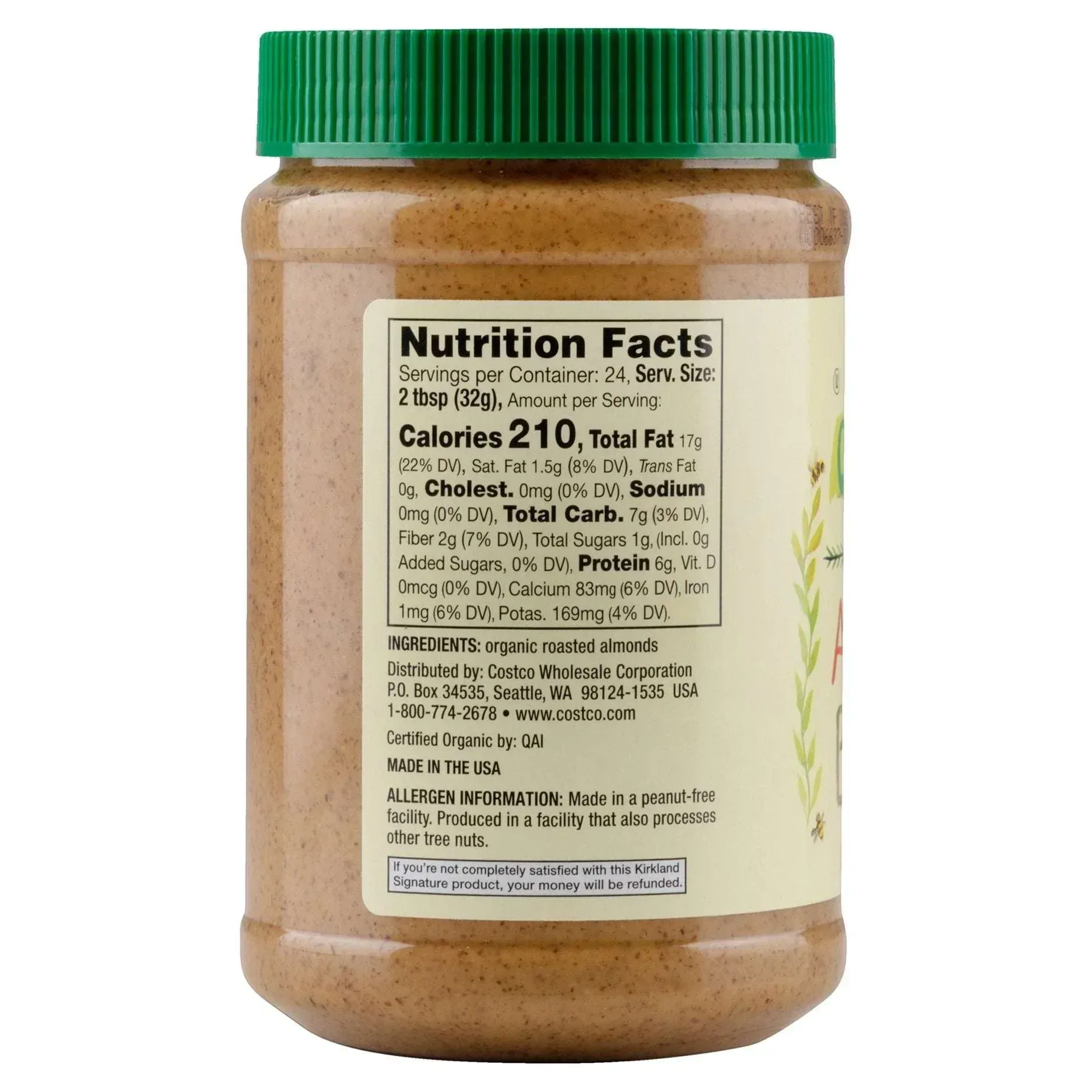 Kirkland Signature Organic Almond Butter, Creamy, 27 oz - Image 3