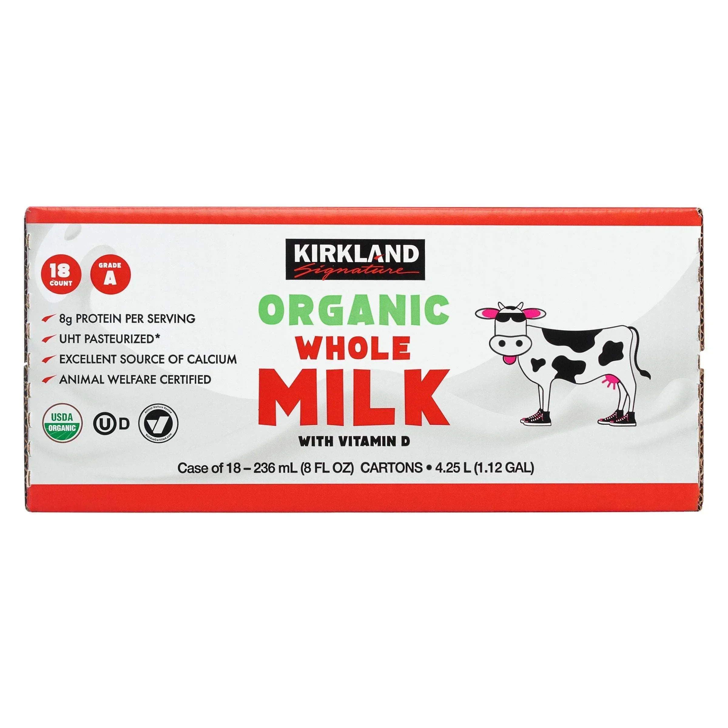 Kirkland Signature Organic Whole Milk, 8 fl oz, 18-count - Image 2