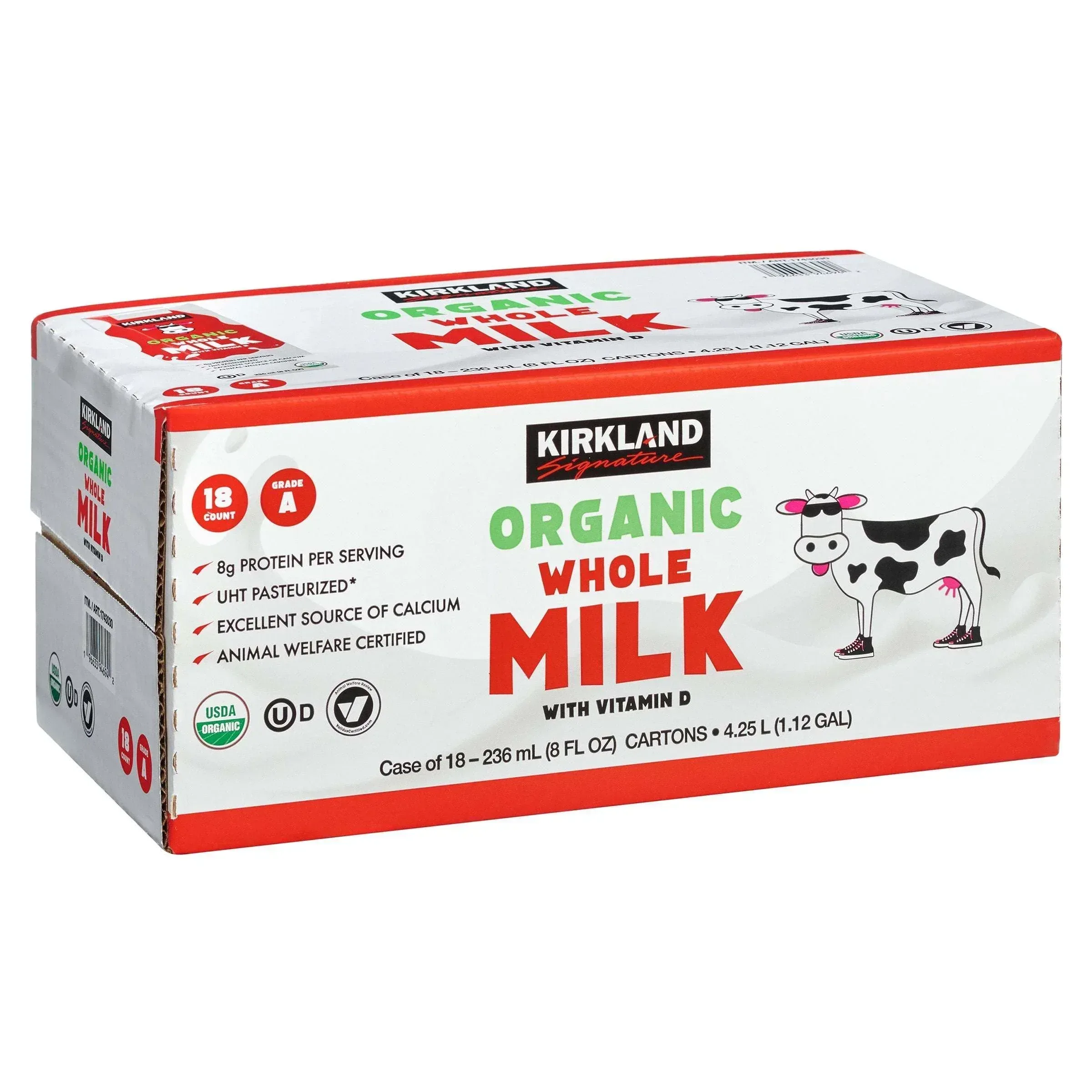 Kirkland Signature Organic Whole Milk, 8 fl oz, 18-count - Image 4