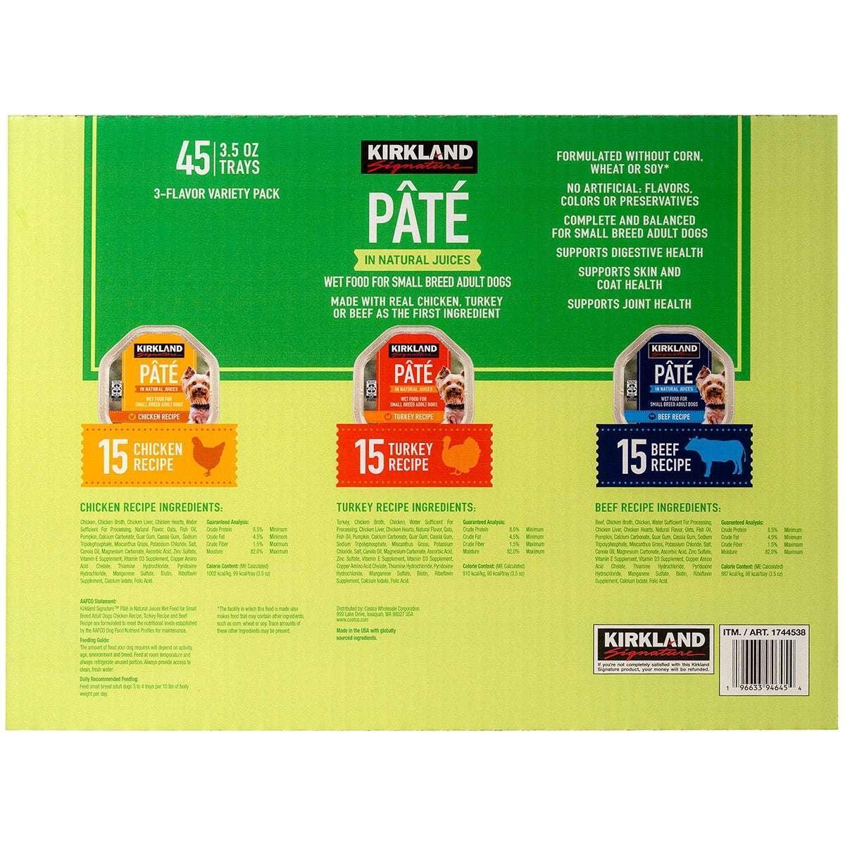 Kirkland Signature Pate Wet Dog Food Variety Pack, 3.5 oz, 45-count - Image 2
