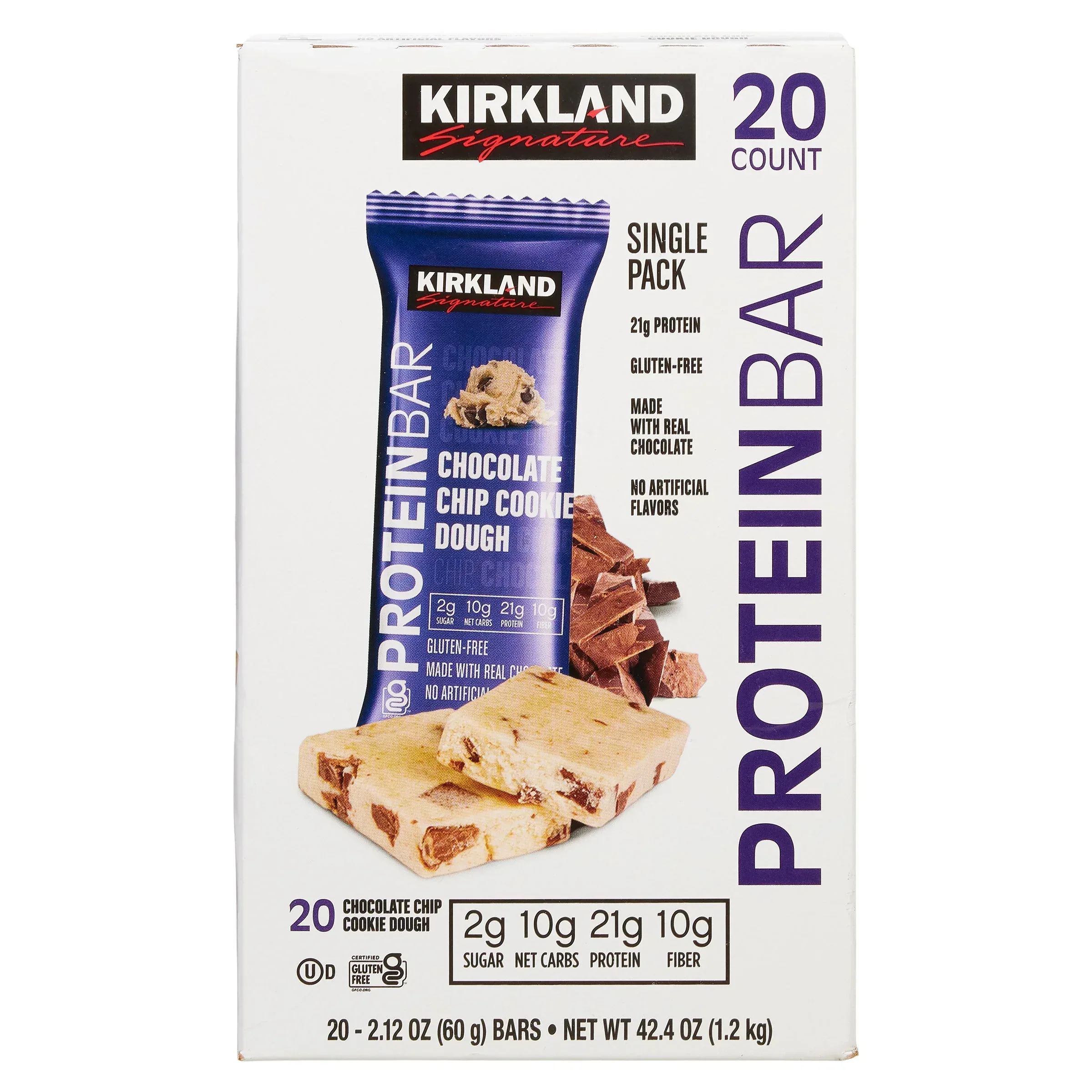 Kirkland Signature Protein Bars Chocolate Chip Cookie Dough 2.12 oz., 20-count - Image 7