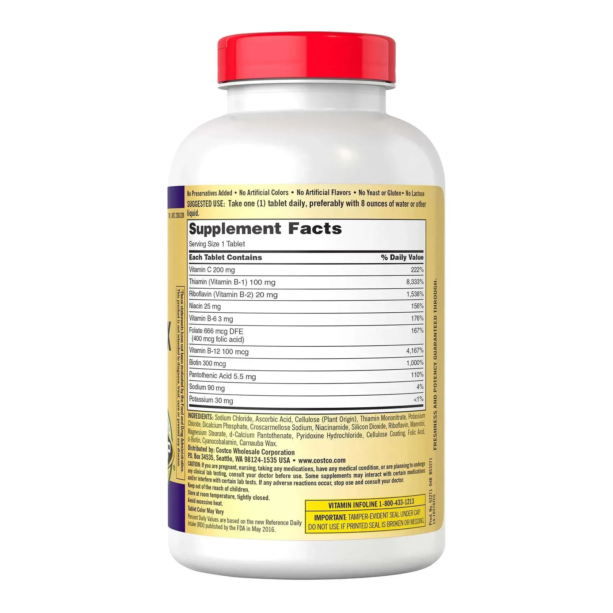 Kirkland Signature Super B-Complex with Electrolytes, 500 Tablets - Image 2
