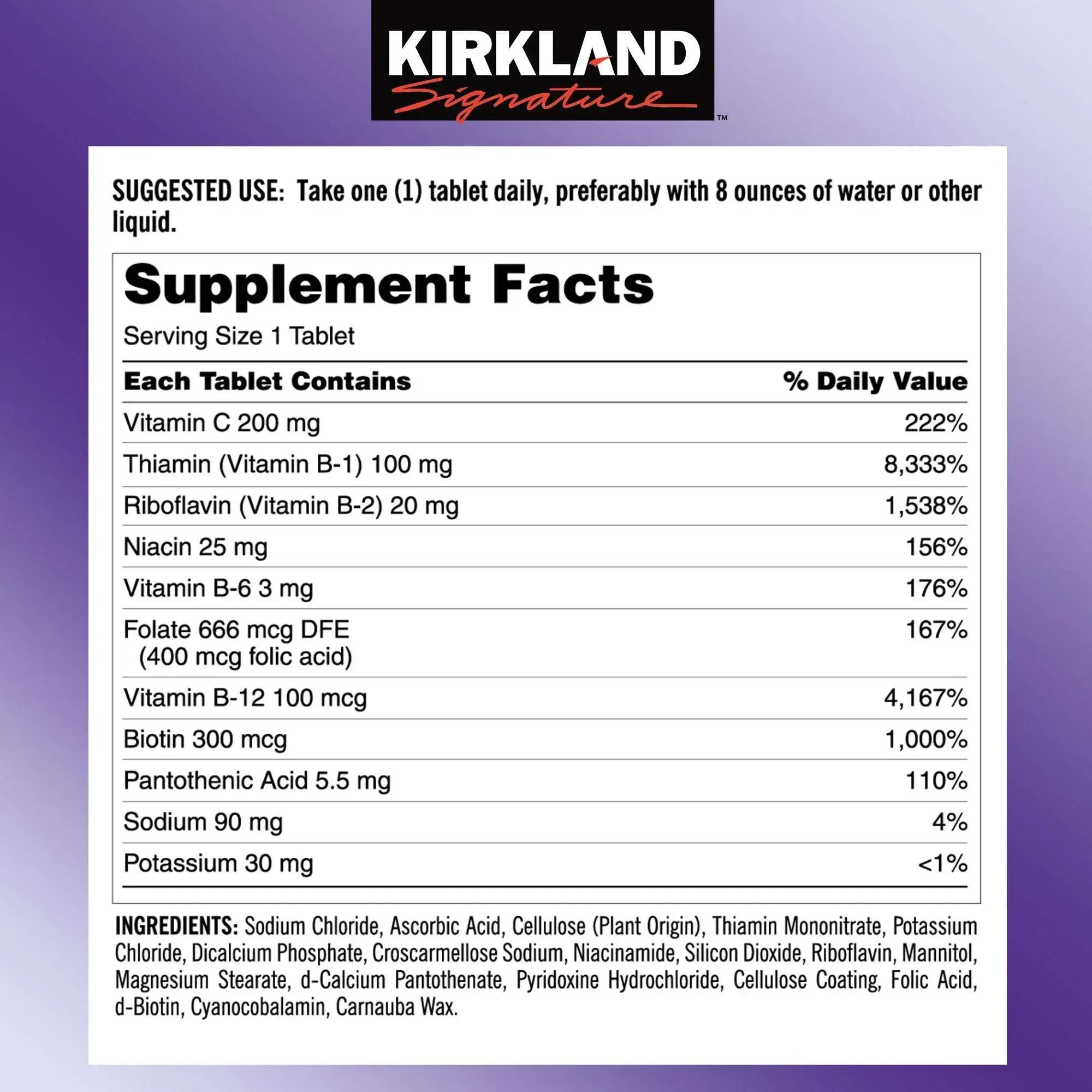 Kirkland Signature Super B-Complex with Electrolytes, 500 Tablets - Image 4