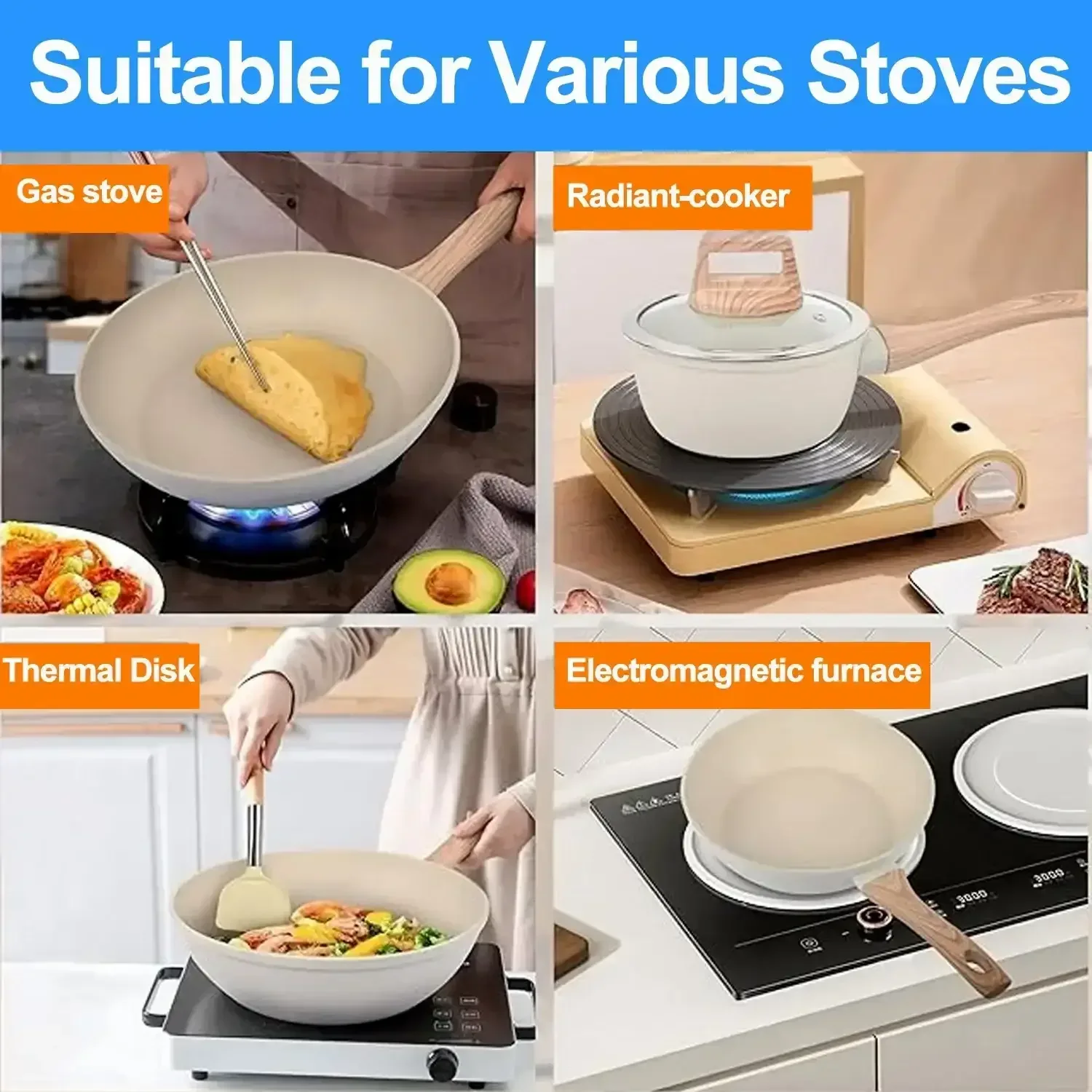 Kitchen Cookware Sets, Nonstick Pots and Pans Set, Induction Cookware, 19 Pcs - Image 3