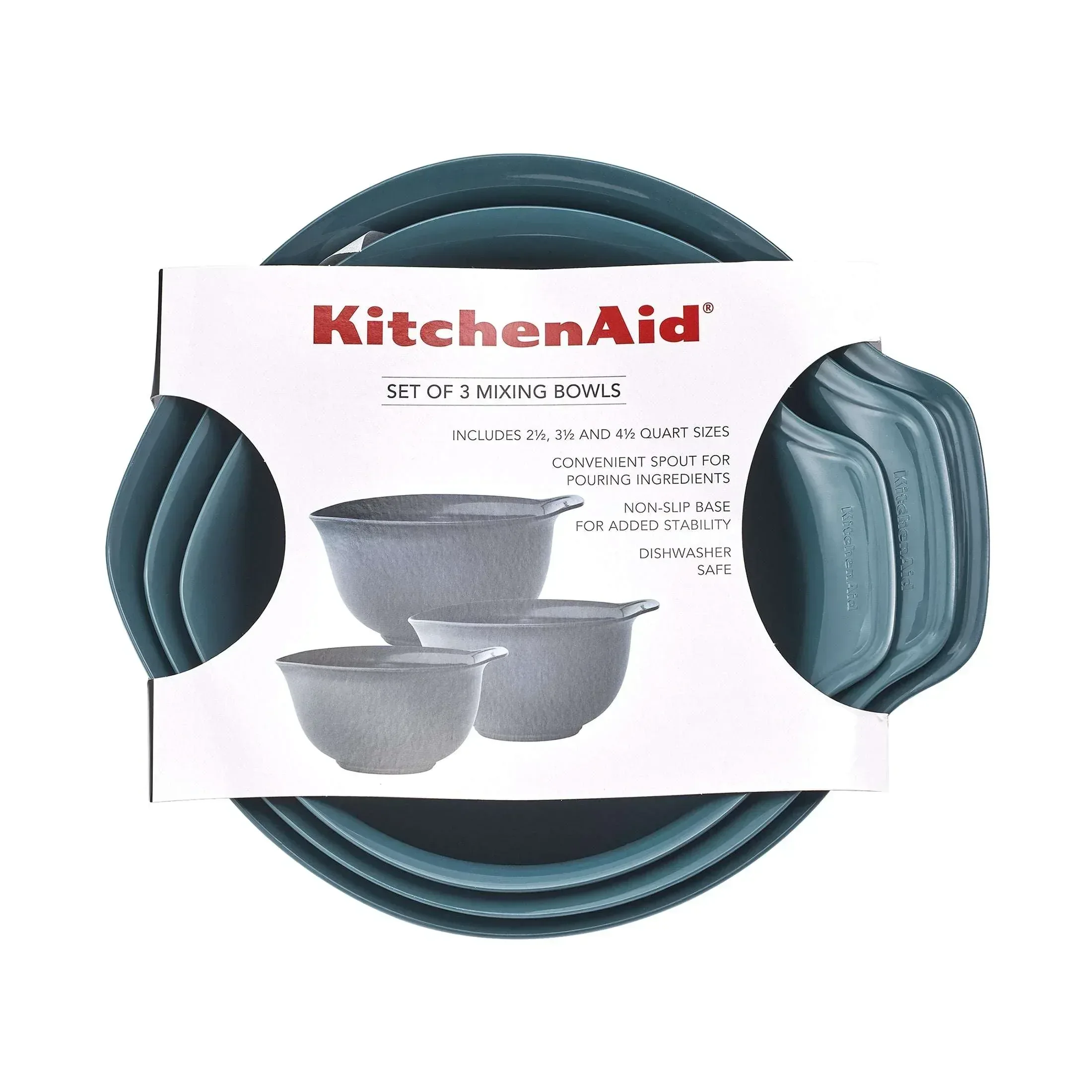 KitchenAid 3-Piece Nesting Plastic Mixing Bowls Set, Agave - Image 6