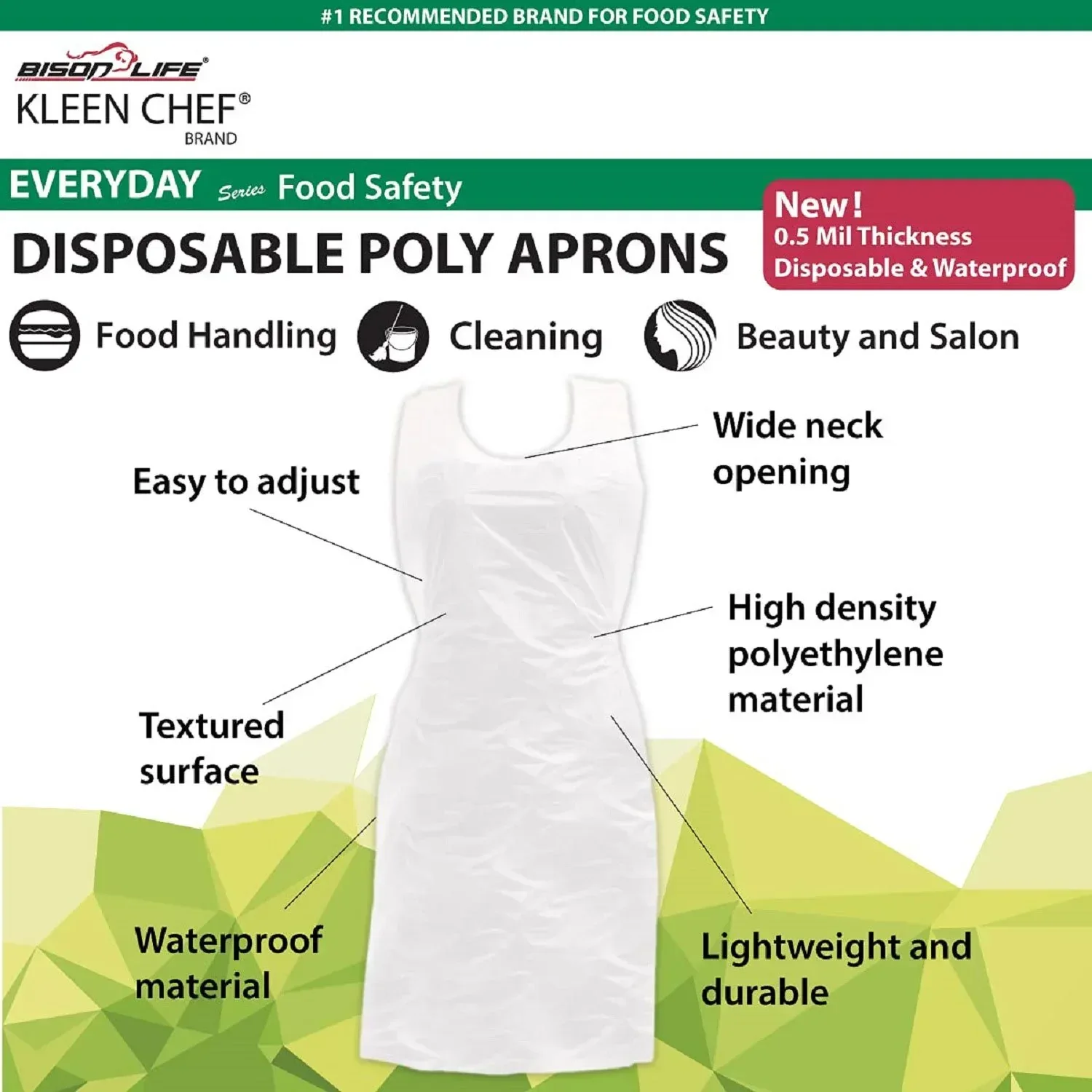 Kleen Chef Disposable Waterproof Poly Aprons, White 100 ct. - Image 5