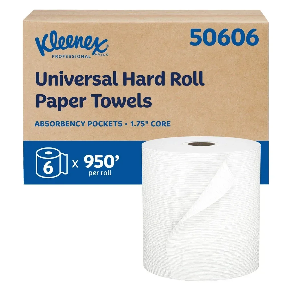 Kleenex Hard Roll Paper Towels 1-ply White, 600' per Roll, 6-count