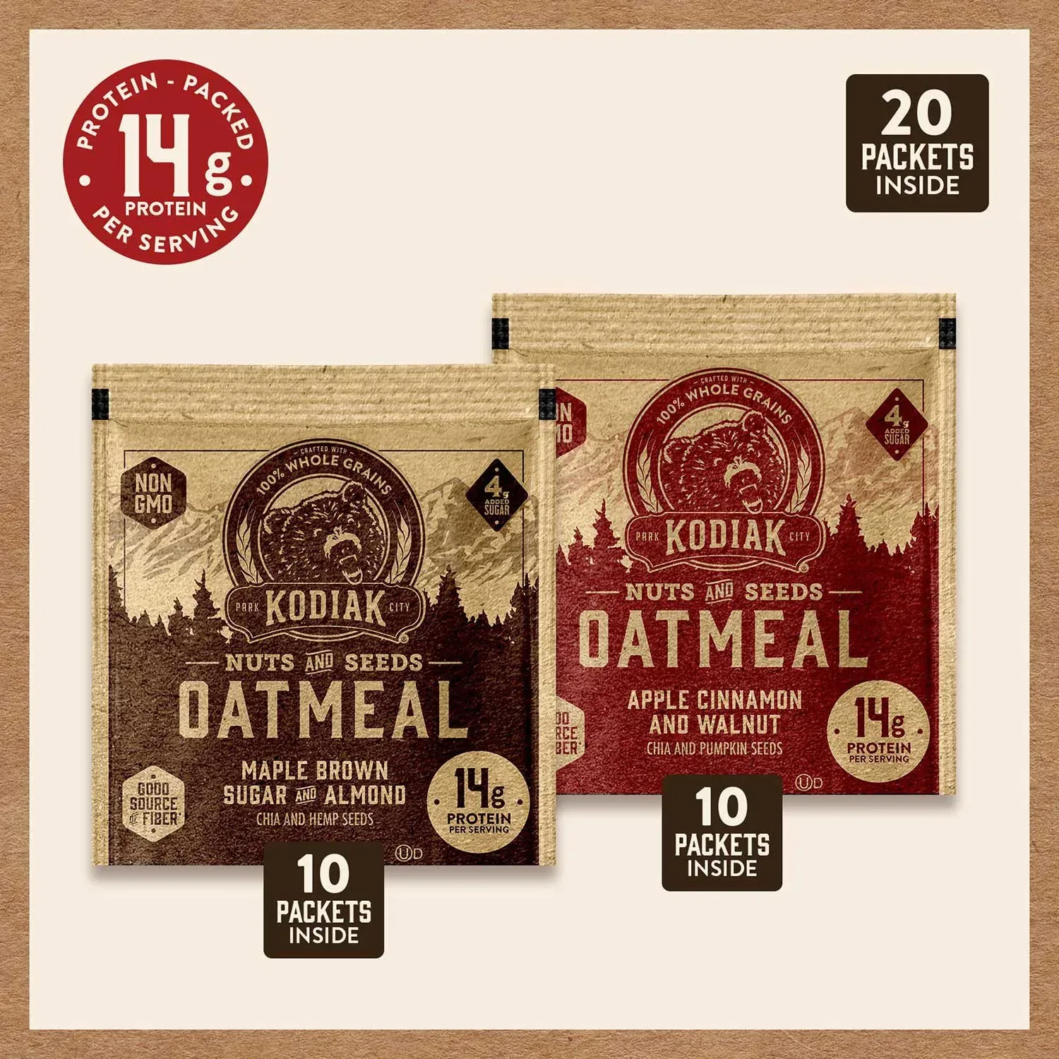 Kodiak Cakes Nuts & Seeds Oatmeal, Variety Pack, 20 pk. - Image 6