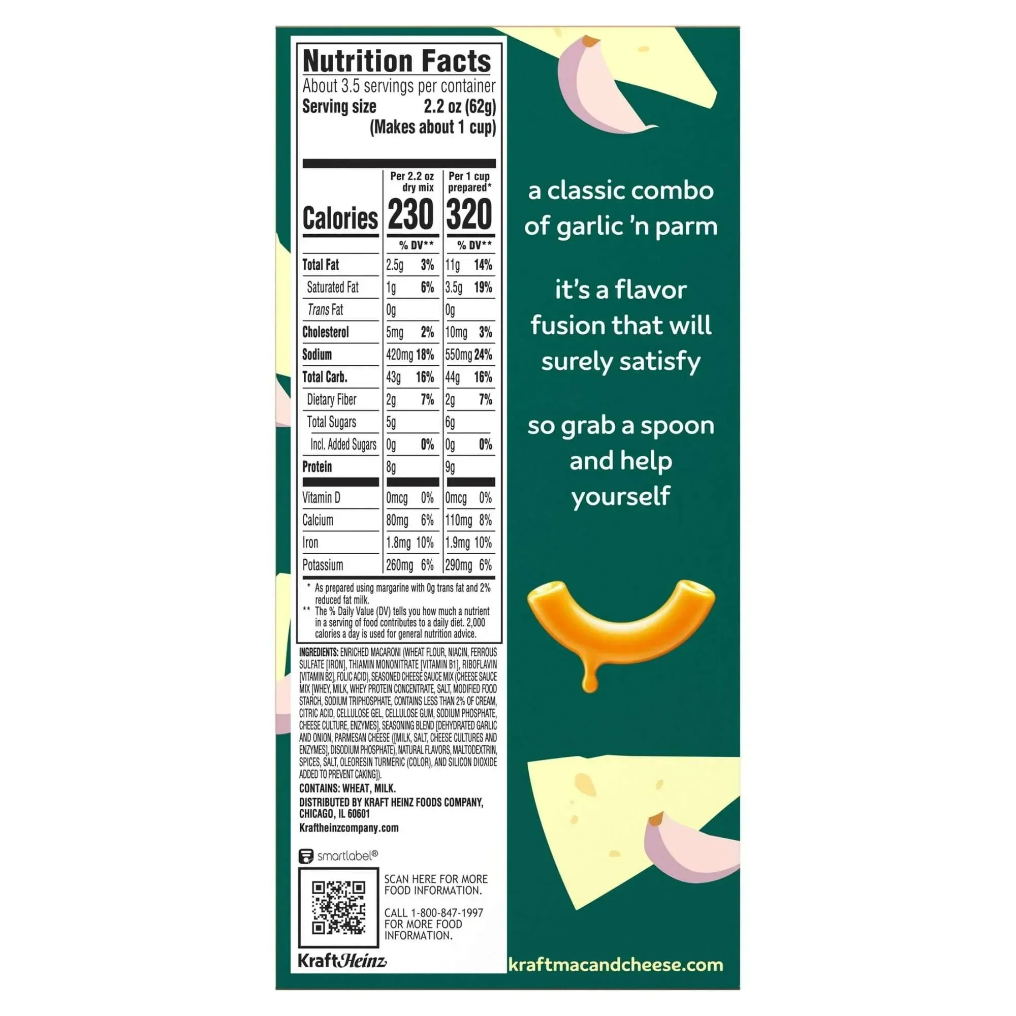 Kraft Garlic Parmesan Flavored Mac & Cheese Macaroni and Cheese Sauce Mix, Dinner Sides, 7.25 oz Box - Image 6
