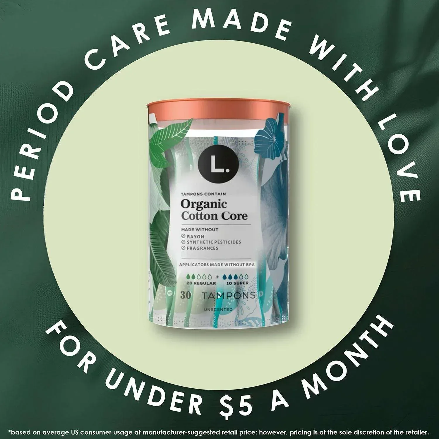 L. Organic Cotton Tampons Duo Pack, Unscented, 84 ct. - Image 7