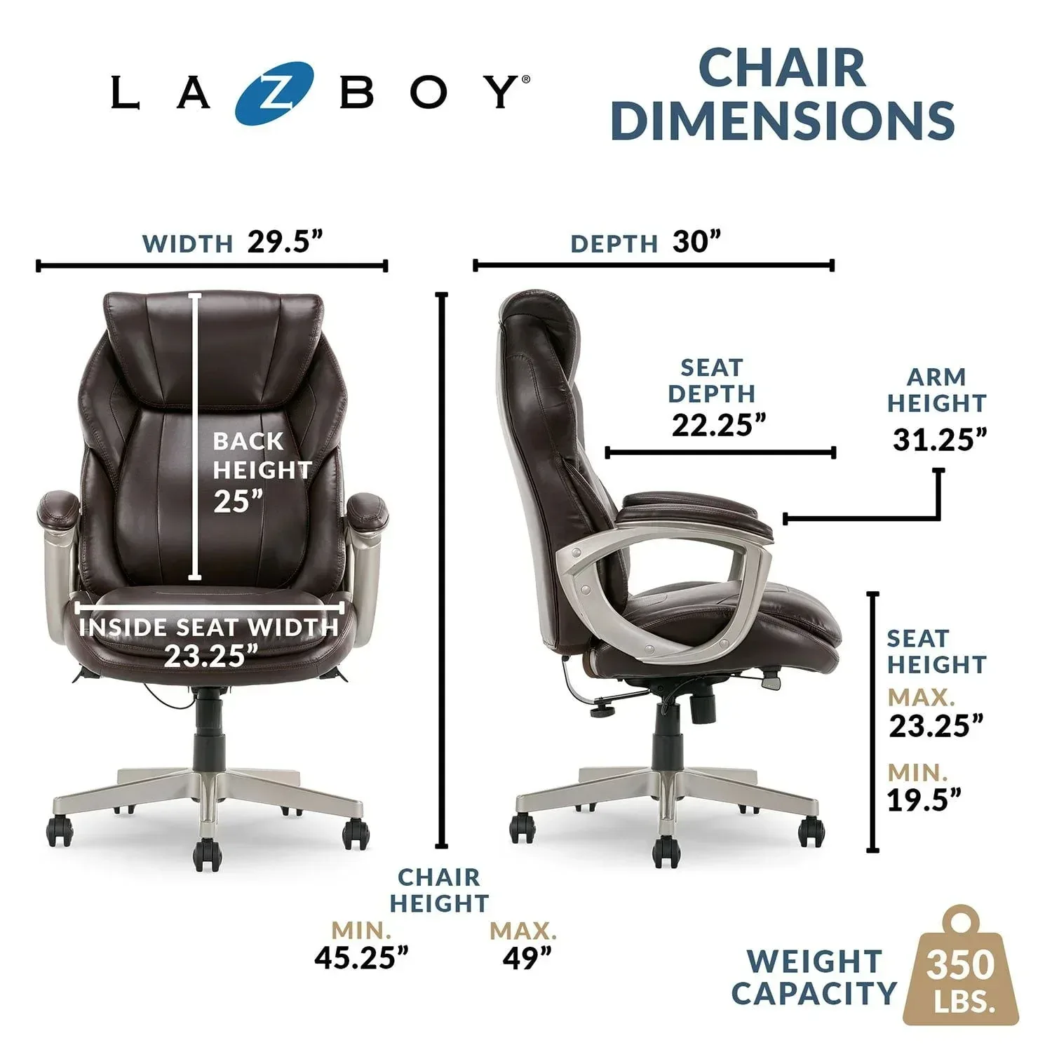 La-Z-Boy Westley Big & Tall Executive Office Chair With Active Lumbar Support - Image 8