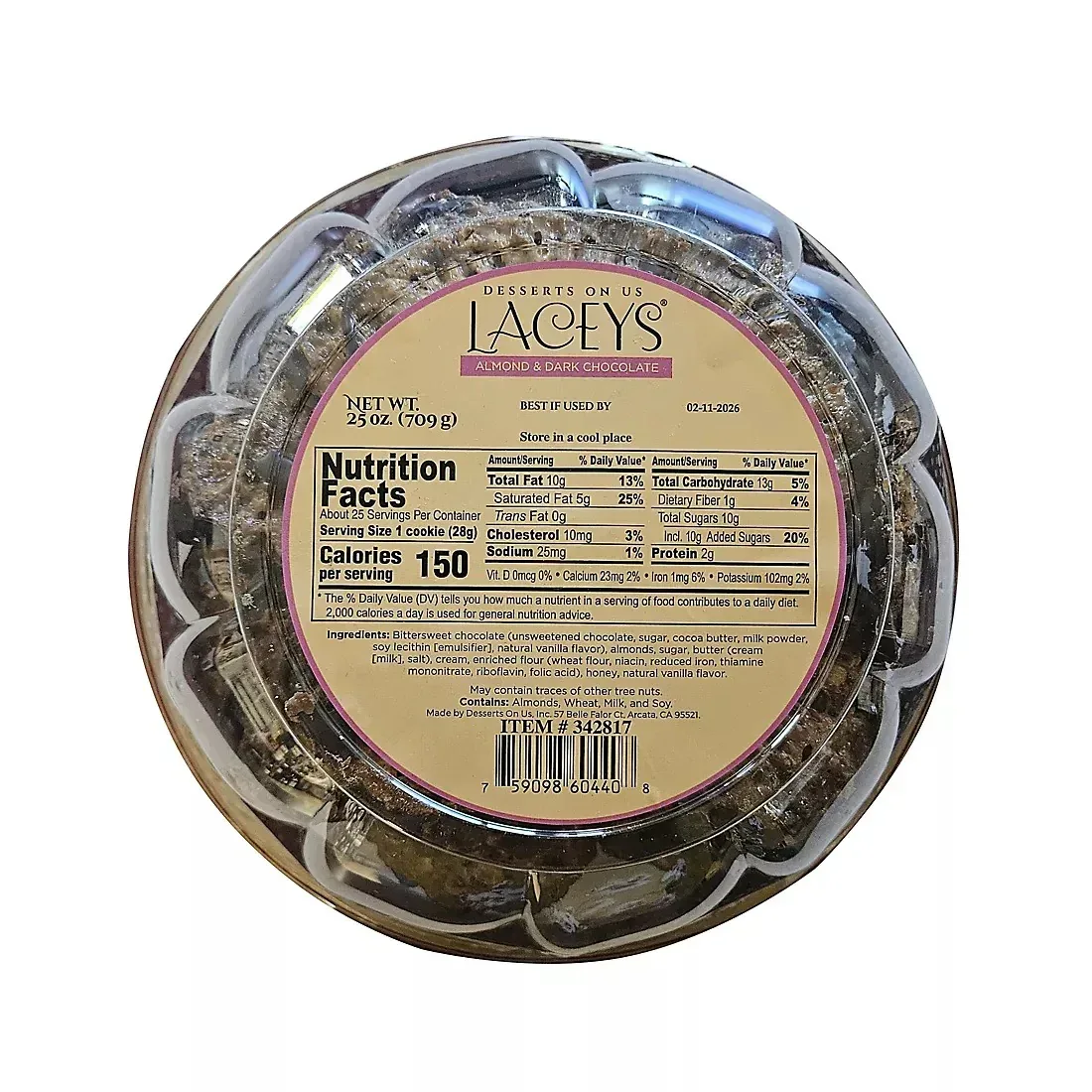Laceys Almond & Dark Chocolate Cookies, 25 oz. - Image 2