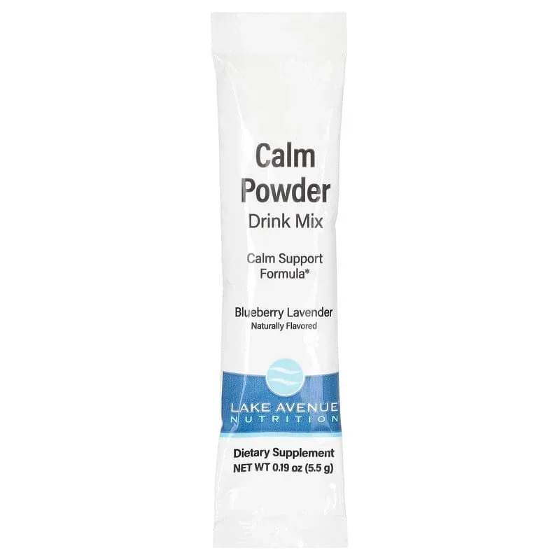 Lake Avenue Nutrition, Calm Powder Drink Mix with Potassium and AminoCalm Blend, L-Tryptophan and L-Theanine, Blueberry Lavender, 20 Packets, 0.19 oz (5.5 g) Each - Image 2