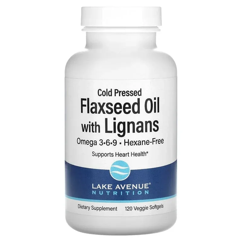 Lake Avenue Nutrition, Cold Pressed Flaxseed Oil with Lignans, 120 Veggie Softgels (1 g per Softgel)