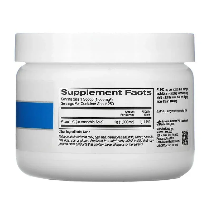 Lake Avenue Nutrition, Pure Vitamin C Quali-C Powder, 8.81 oz (250 g) - Image 2