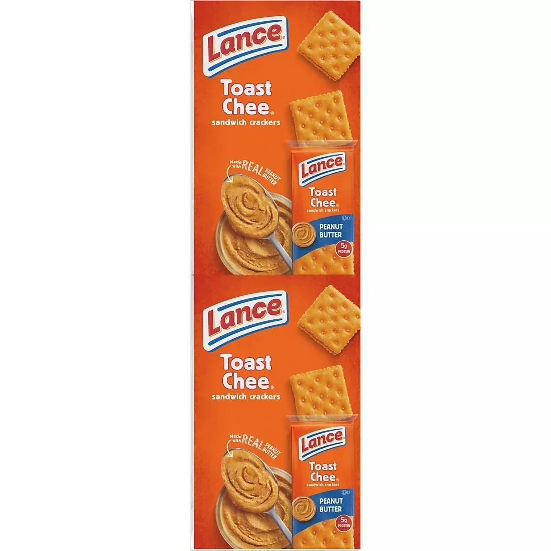 Lance Sandwich Crackers, ToastChee Peanut Butter, Individually Wrapped Packs, 6 Sandwiches Each, 40 ct. - Image 2