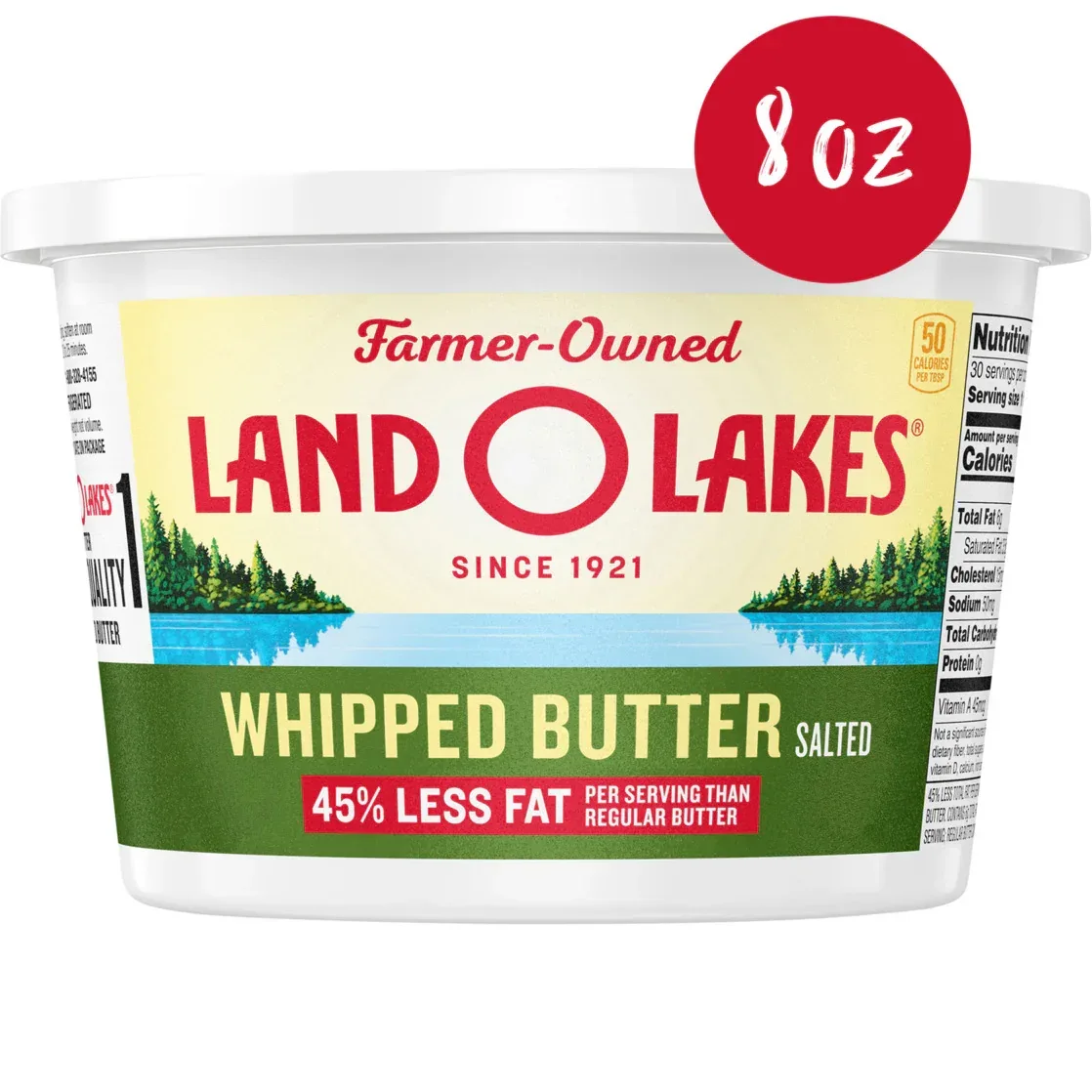 Land O Lakes Salted Whipped Butter, Spreadable, 8 oz Tub