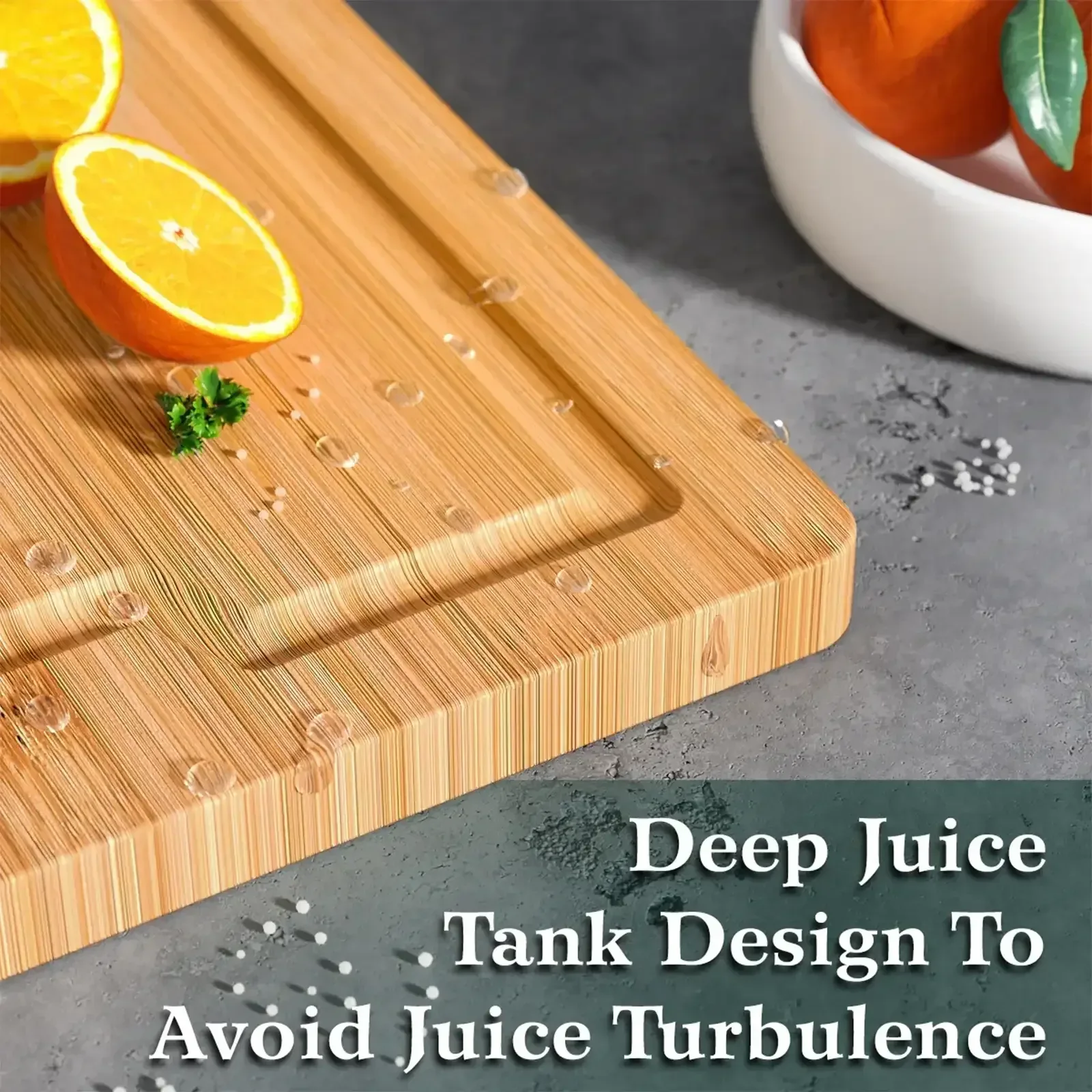Large Wood Cutting Board, Bamboo Cutting Boards for Kitchen with Juice Groove and Handles, Cutting Boards for Kitchen, 15.75" x 11.81" - Image 5