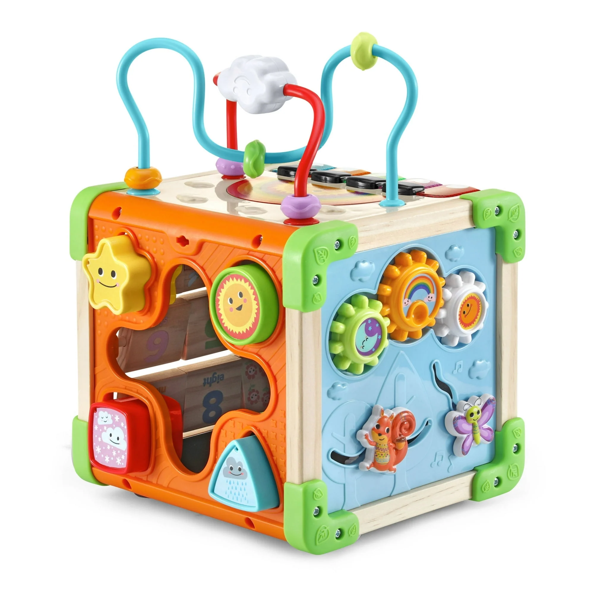 LeapFrog Touch & Learn Wooden Activity Cube - FSC 100% Plastic/Wood 100% FSC-Certified Wood Baby and Toddler Toys - Image 2