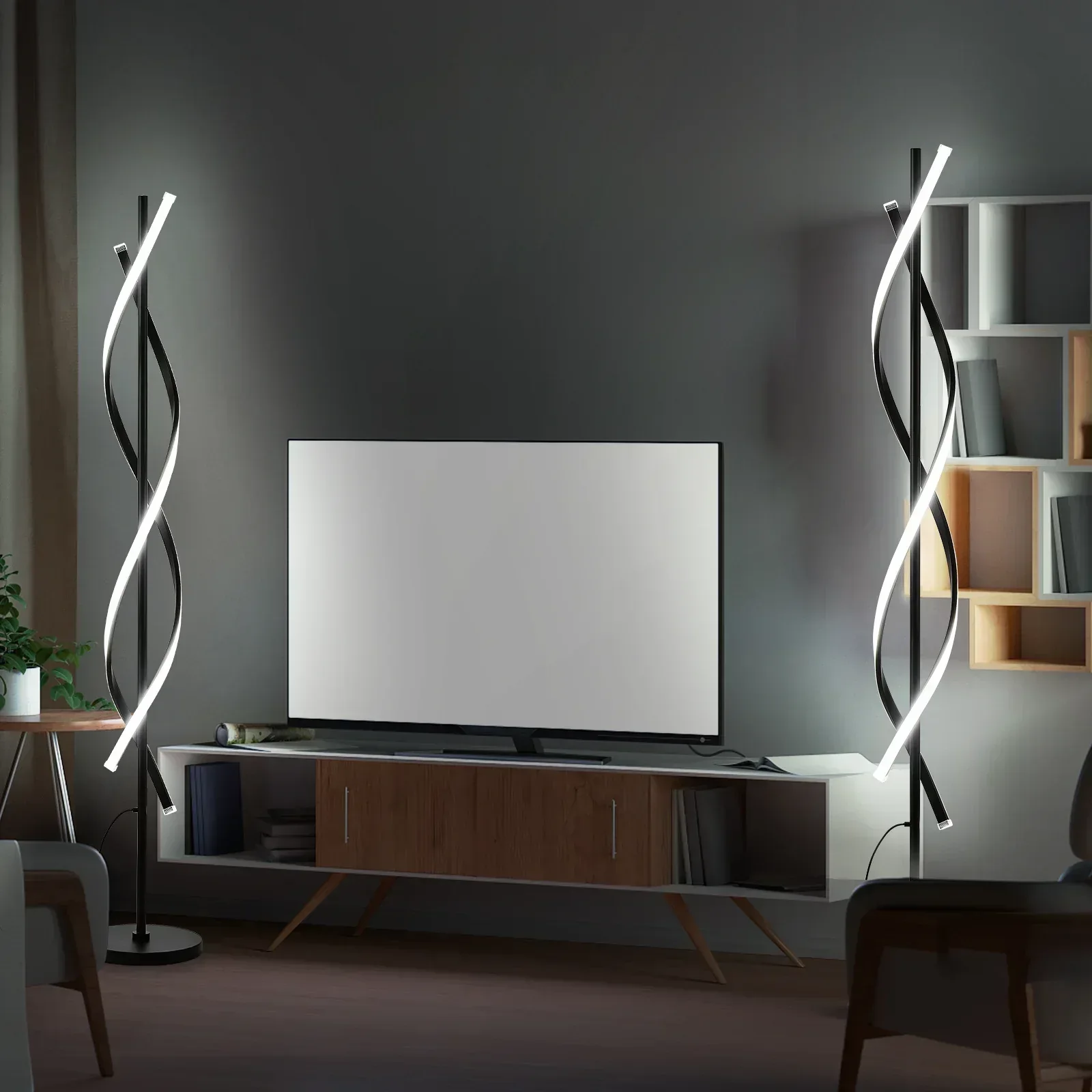 LED Spiral Floor Lamp 60 Inch Modern Floor Lamps Dimmable Black Standing Lamp 34W Contemporary Floor Lamps for Living Room Bedroom Kitchen Office - Image 6