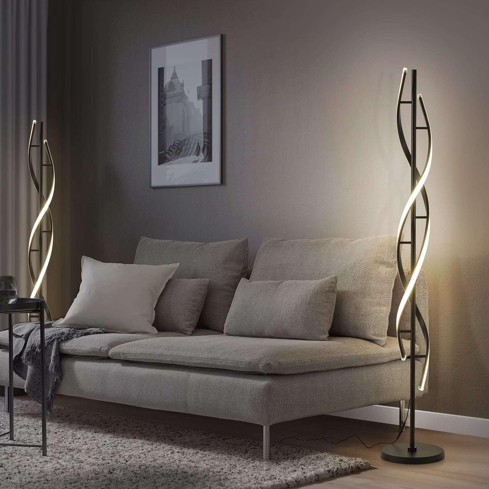 LED Spiral Floor Lamp 60 Inch Modern Floor Lamps Dimmable Black Standing Lamp 34W Contemporary Floor Lamps for Living Room Bedroom Kitchen Office - Image 7