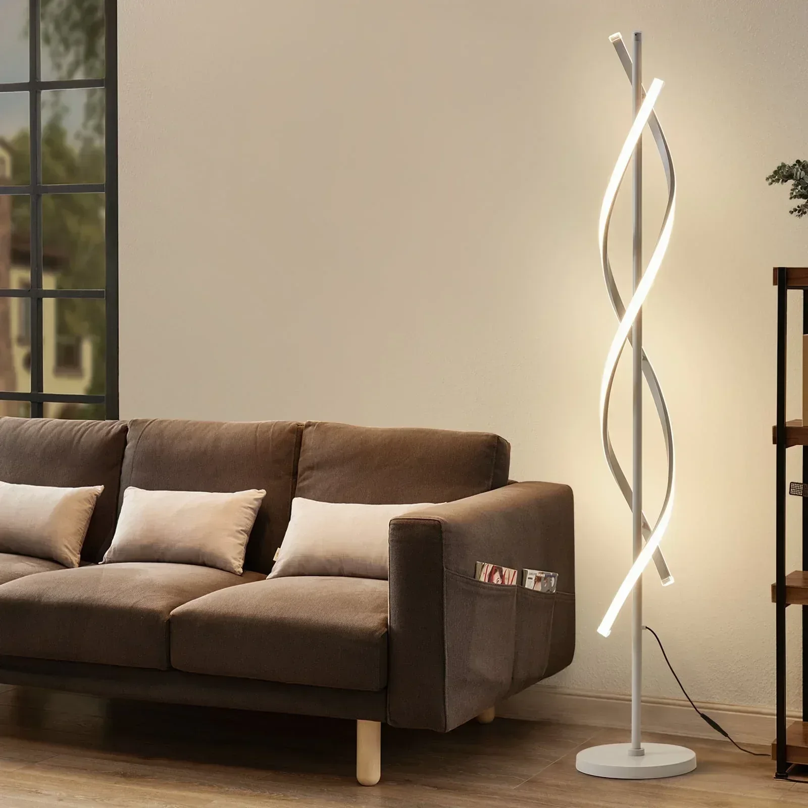 LED Spiral Floor Lamp 60 Inch Modern Floor Lamps Dimmable Black Standing Lamp 34W Contemporary Floor Lamps for Living Room Bedroom Kitchen Office - Image 8