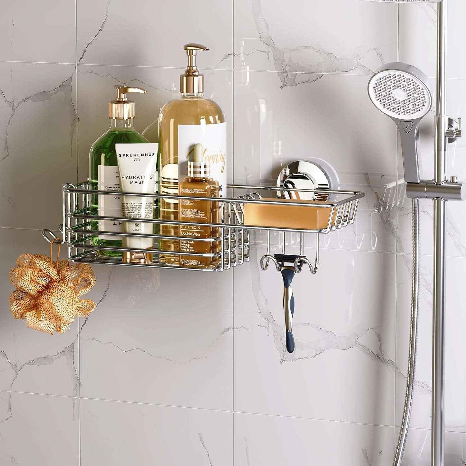 LEVERLOC Shower Caddy Suction Cup Set Shower Organizer & Soap Holder & Toothbrush Holder, Bathroom Shelf Basket NO-Drilling, Removable Suction Storage Waterproof Bathroom Caddy - Image 10