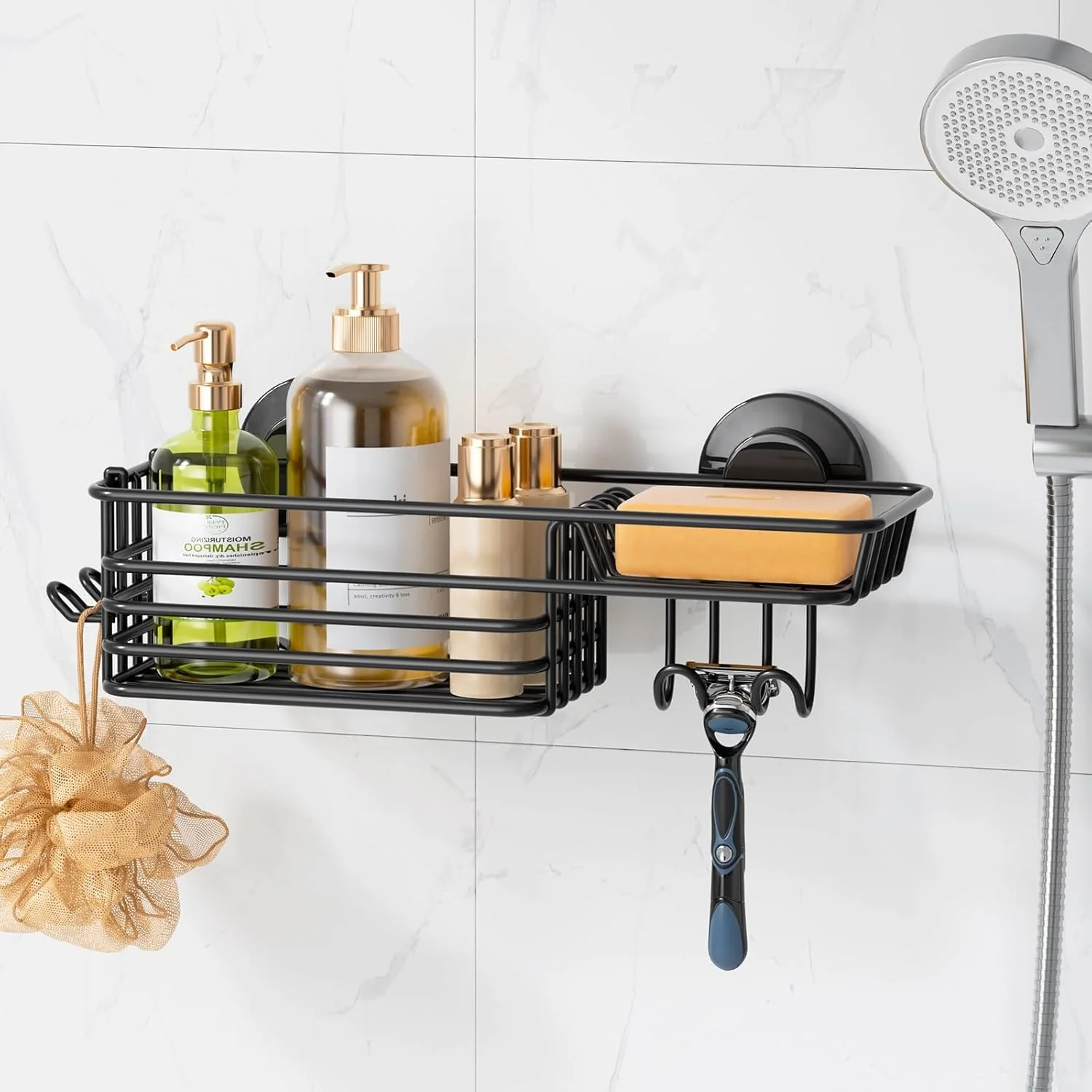 LEVERLOC Shower Caddy Suction Cup Set Shower Organizer & Soap Holder & Toothbrush Holder, Bathroom Shelf Basket NO-Drilling, Removable Suction Storage Waterproof Bathroom Caddy - Image 11