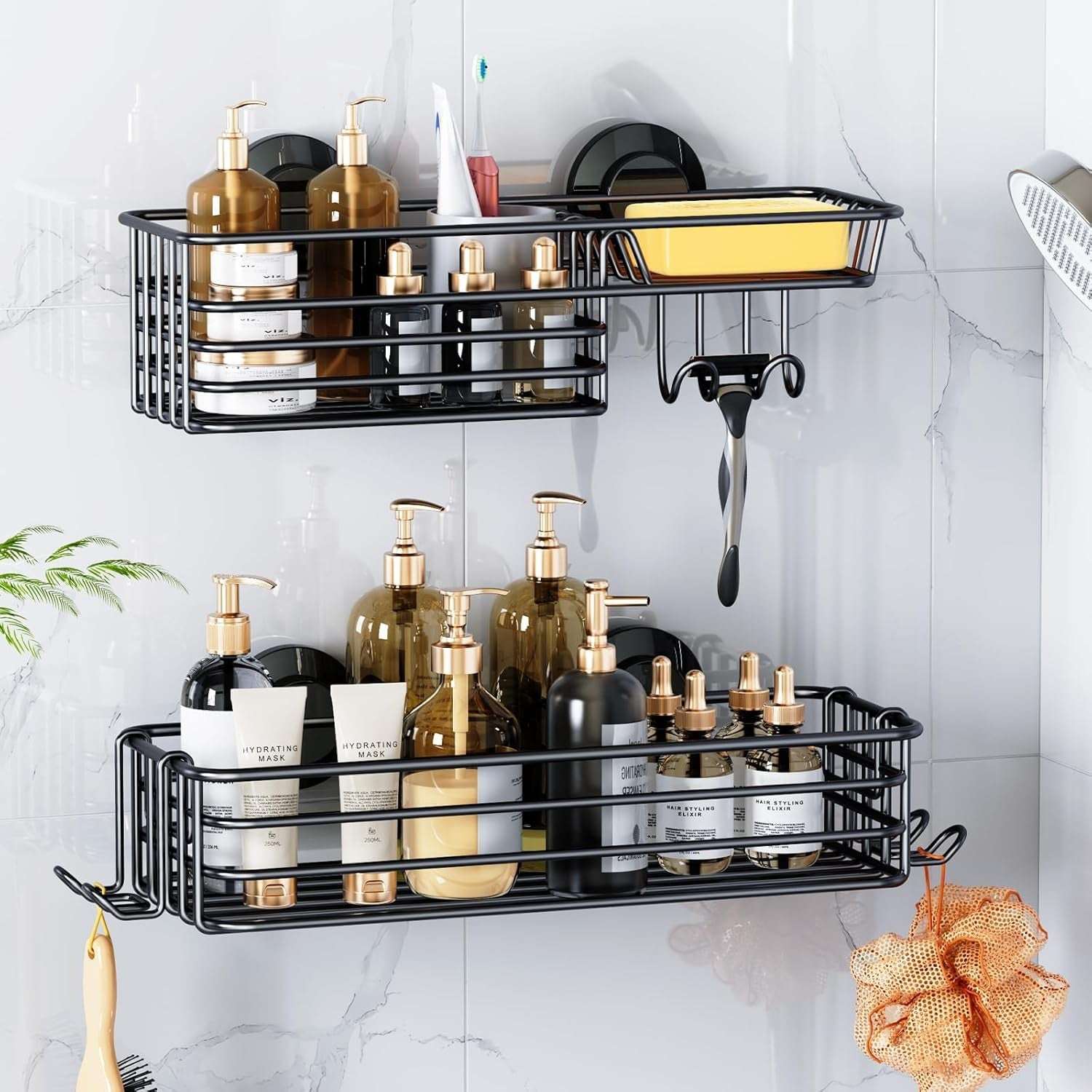 LEVERLOC Shower Caddy Suction Cup Set Shower Organizer & Soap Holder & Toothbrush Holder, Bathroom Shelf Basket NO-Drilling, Removable Suction Storage Waterproof Bathroom Caddy - Image 12