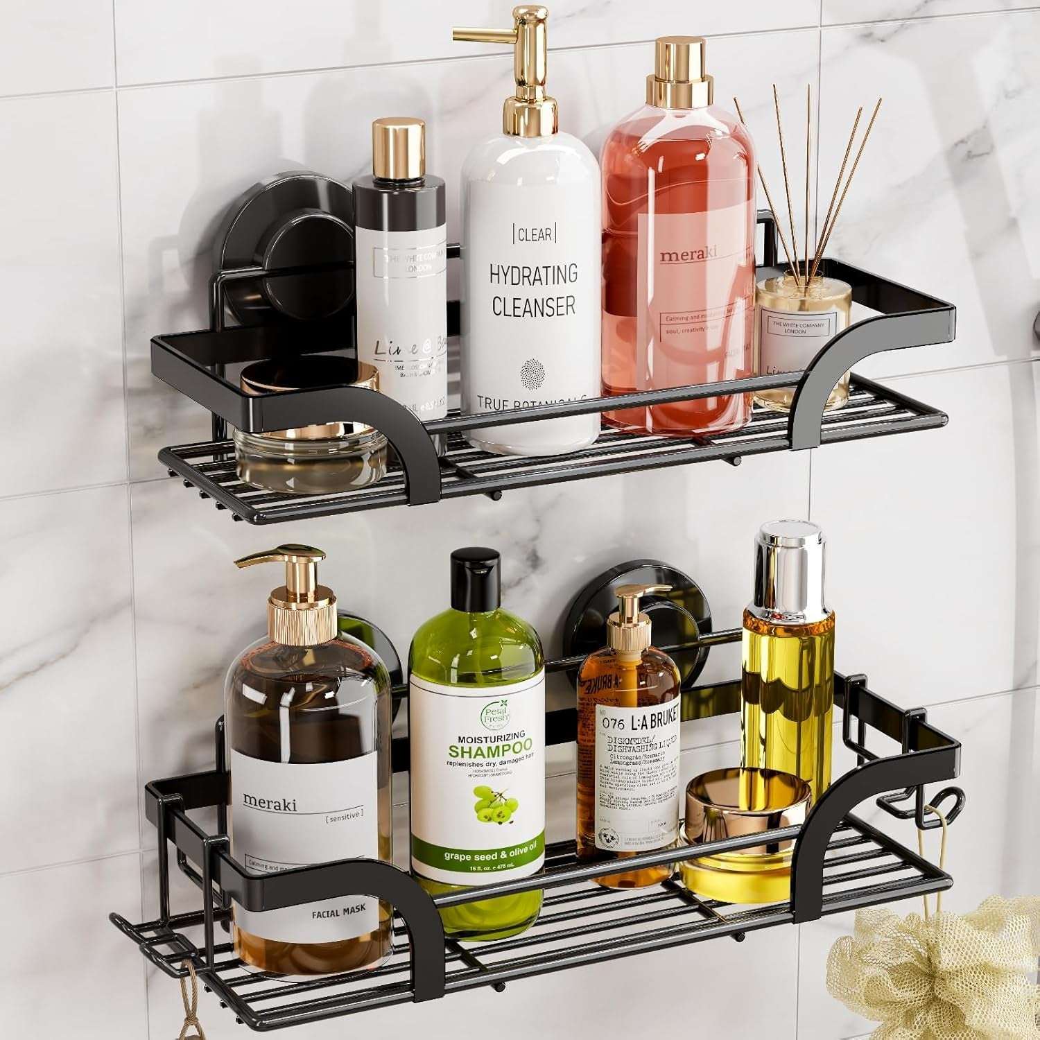 LEVERLOC Shower Caddy Suction Cup Set Shower Organizer & Soap Holder & Toothbrush Holder, Bathroom Shelf Basket NO-Drilling, Removable Suction Storage Waterproof Bathroom Caddy - Image 15
