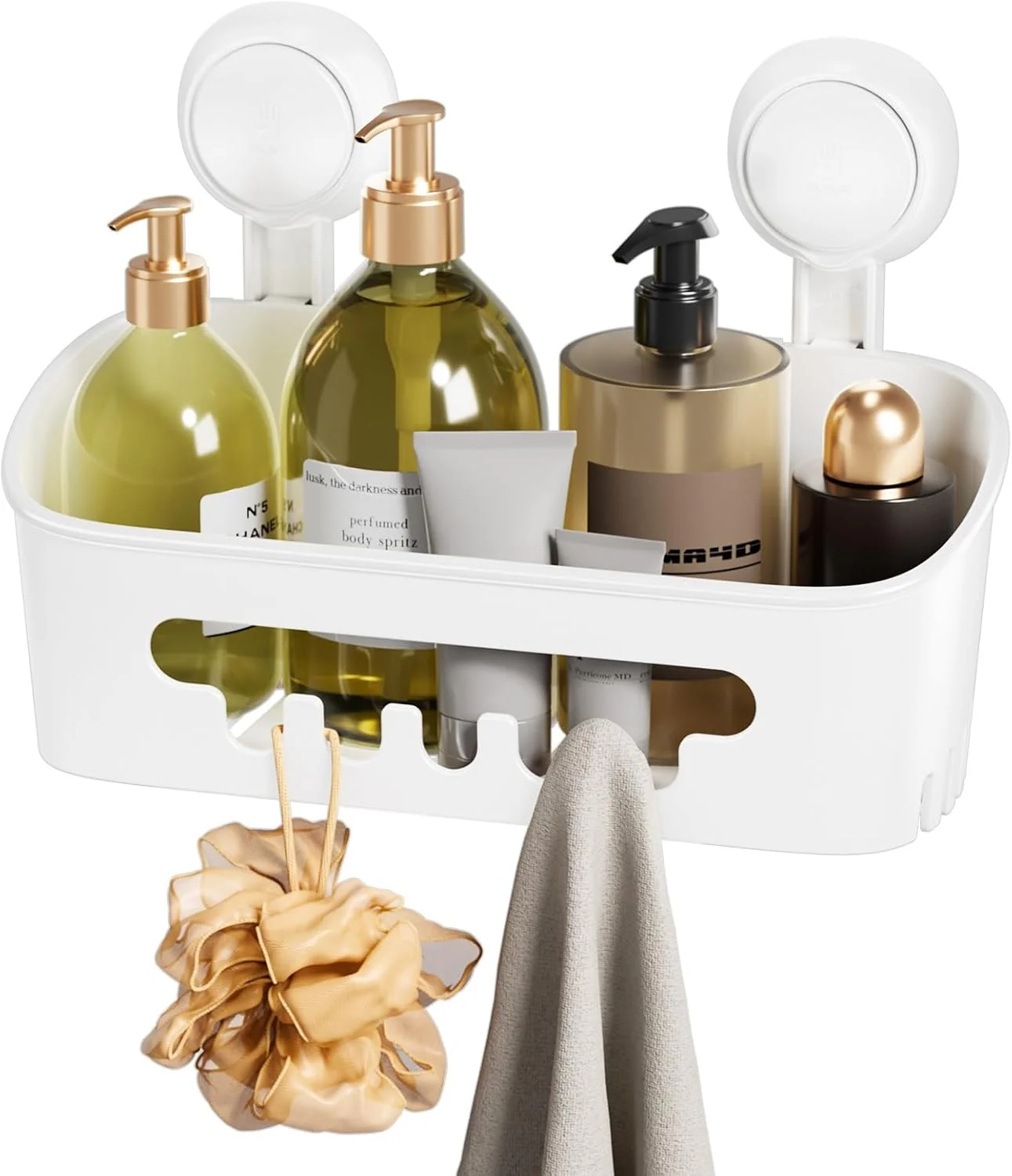 LEVERLOC Shower Caddy Suction Cup, Shower Organizer Removable Bathroom Shelf, Storage Suction Powerful Max Hold 22lbs Bathroom Caddy Waterproof Holder - Image 2