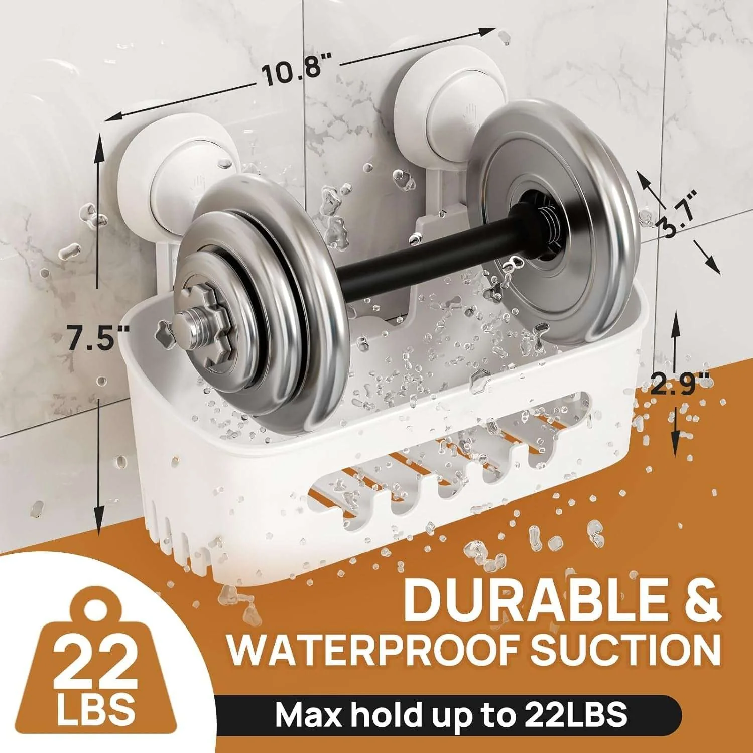 LEVERLOC Shower Caddy Suction Cup, Shower Organizer Removable Bathroom Shelf, Storage Suction Powerful Max Hold 22lbs Bathroom Caddy Waterproof Holder - Image 7