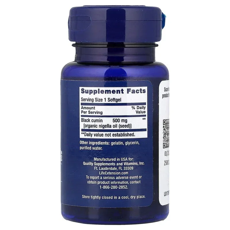 Life Extension, Black Cumin Seed Oil, 60 Softgels (500 mg per Softgel) - Image 2