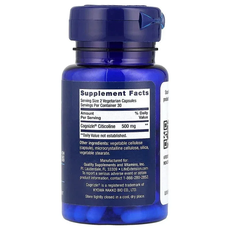 Life Extension, Citicoline (CDP-Choline), 60 Vegetarian Capsules (250 mg per Capsule) - Image 2