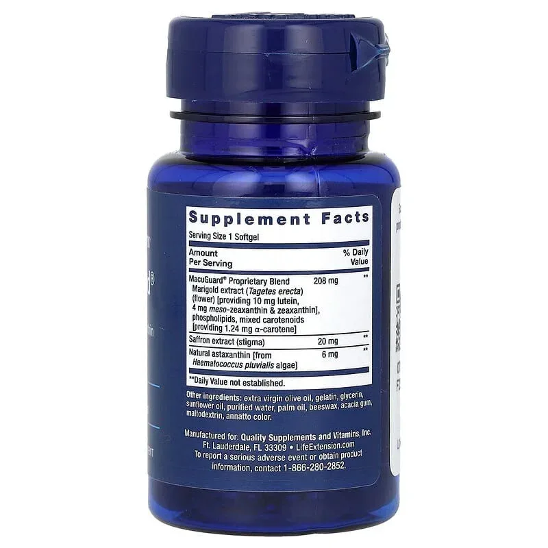 Life Extension, MacuGuard, Ocular Support with Saffron & Astaxanthin, 60 Softgels - Image 2