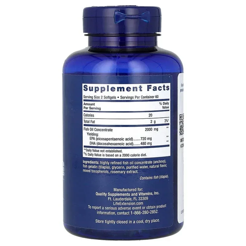 Life Extension, Mega EPA/DHA, 120 Softgels (1,000 mg per Softgel) - Image 2