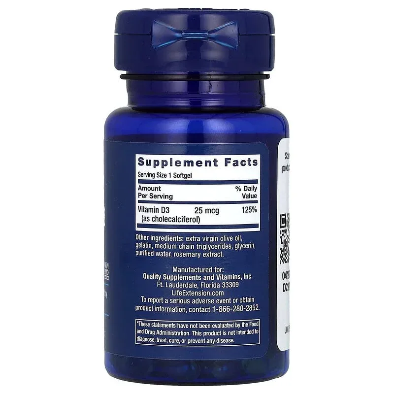 Life Extension, Vitamin D3, Softgels - Image 2