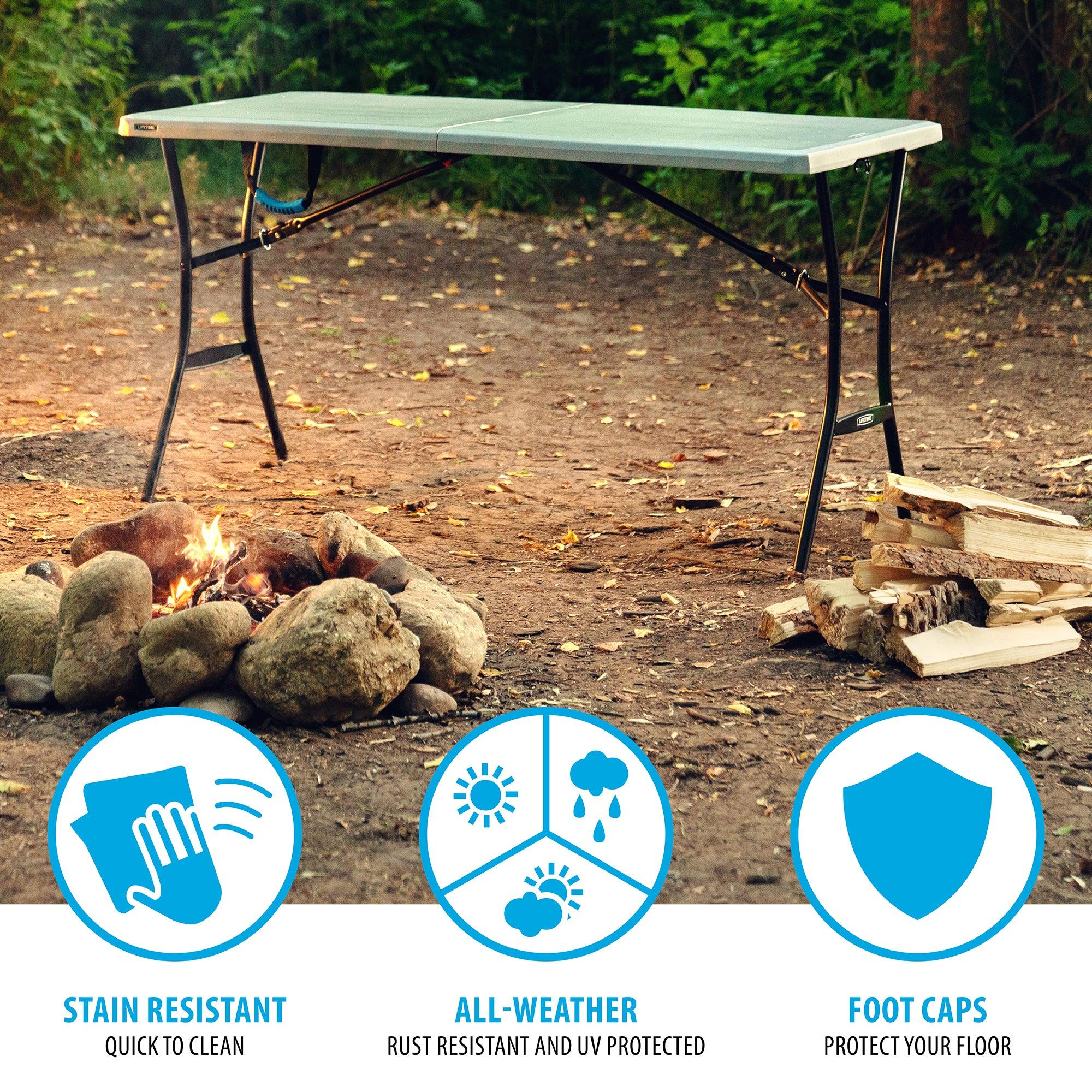 Lifetime 5 Foot Rectangle Fold-in-Half Table, Indoor/Outdoor Essential, Gray, 60.3" x 25.5" - Image 6