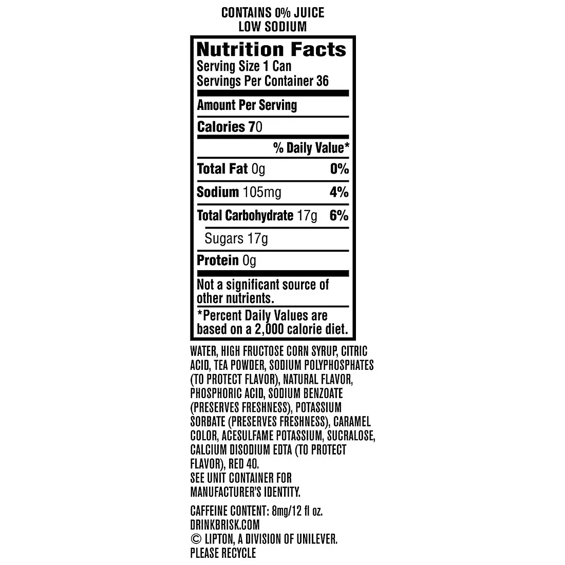 Lipton Brisk Lemon Iced Tea, 36 pk./12 oz. - Image 5