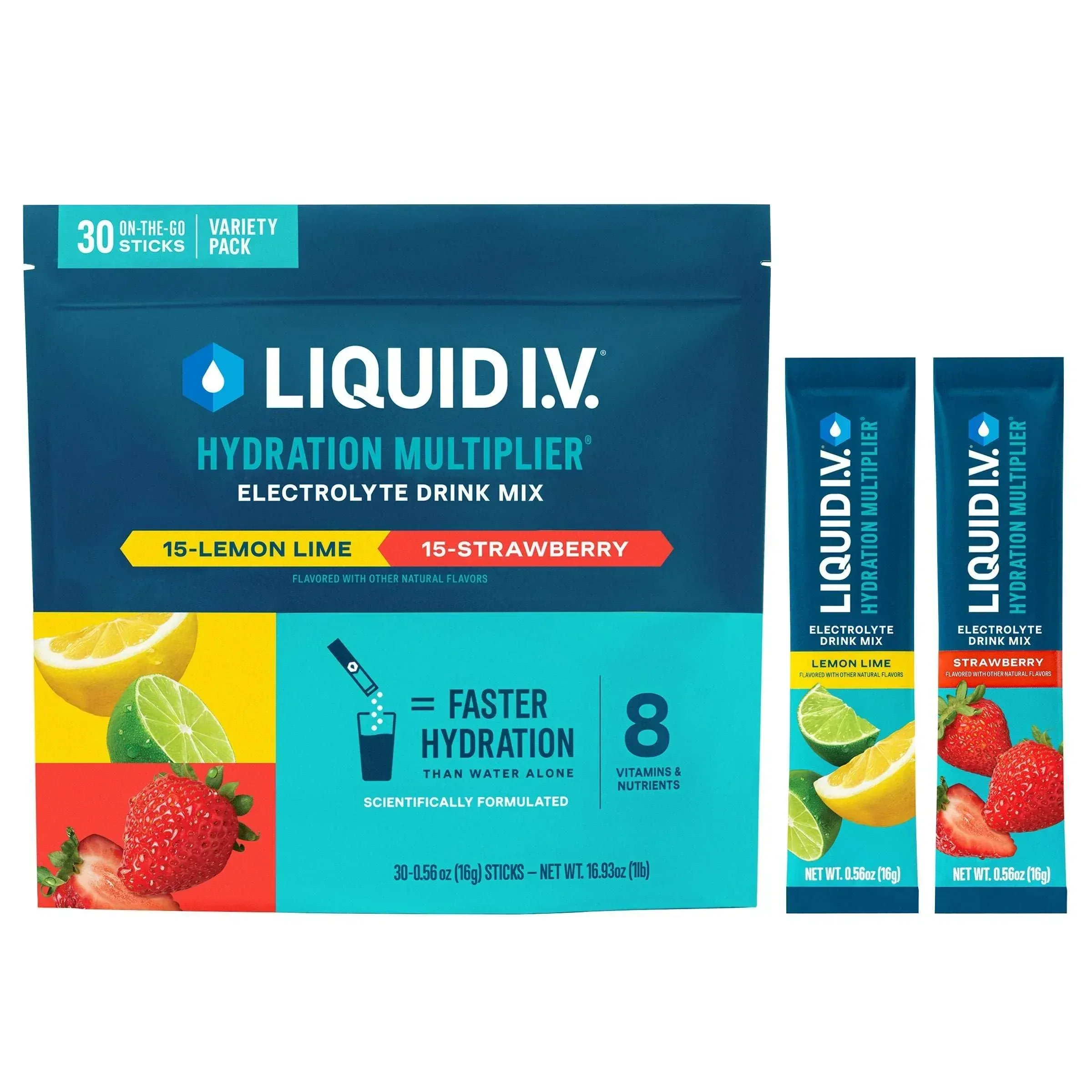 Liquid I.V. Hydration Multiplier 30 Individual Serving Stick Packs in Resealable Pouch, Variety Pack - Image 4