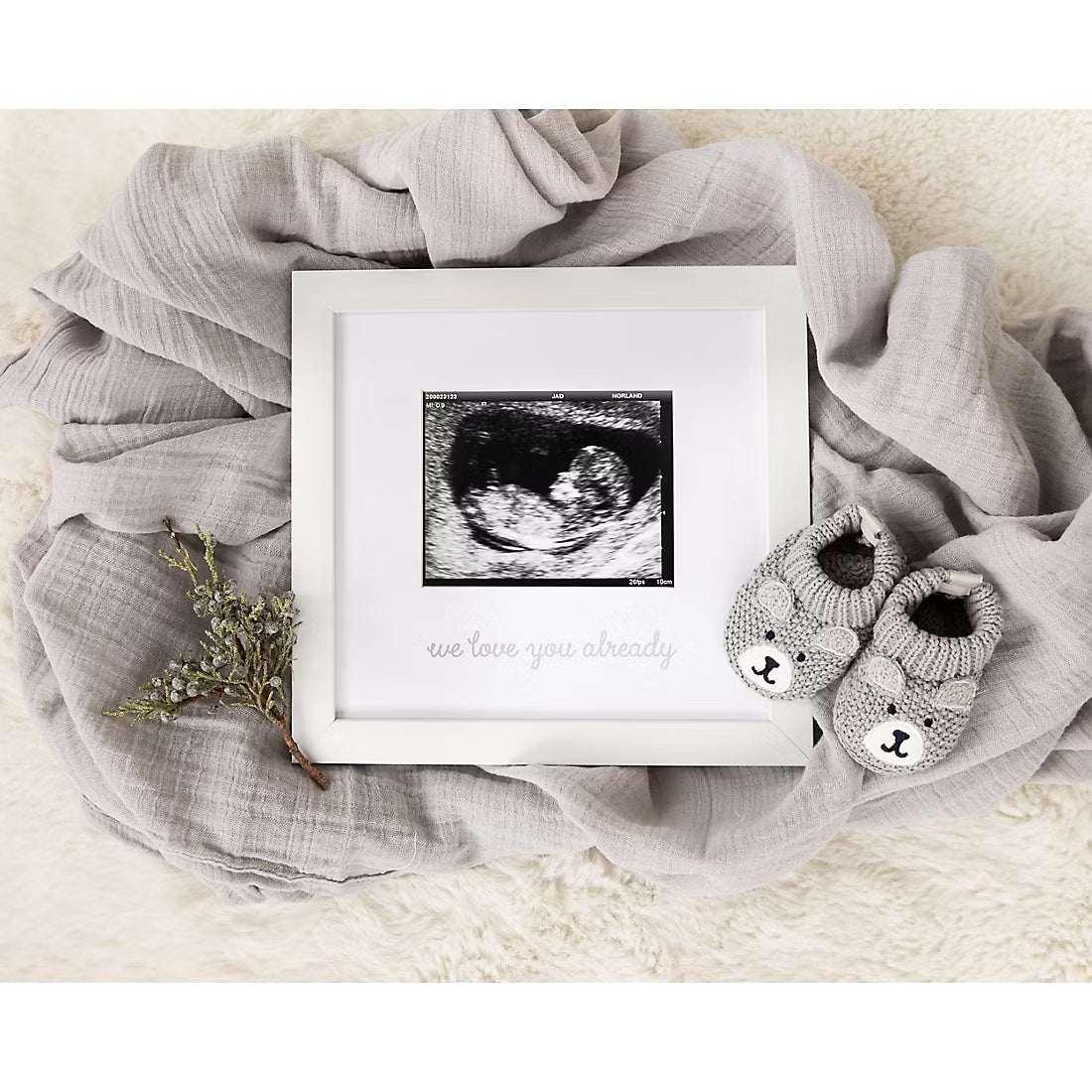 Little Pear We Love You Already Sonogram Photo Frame, White