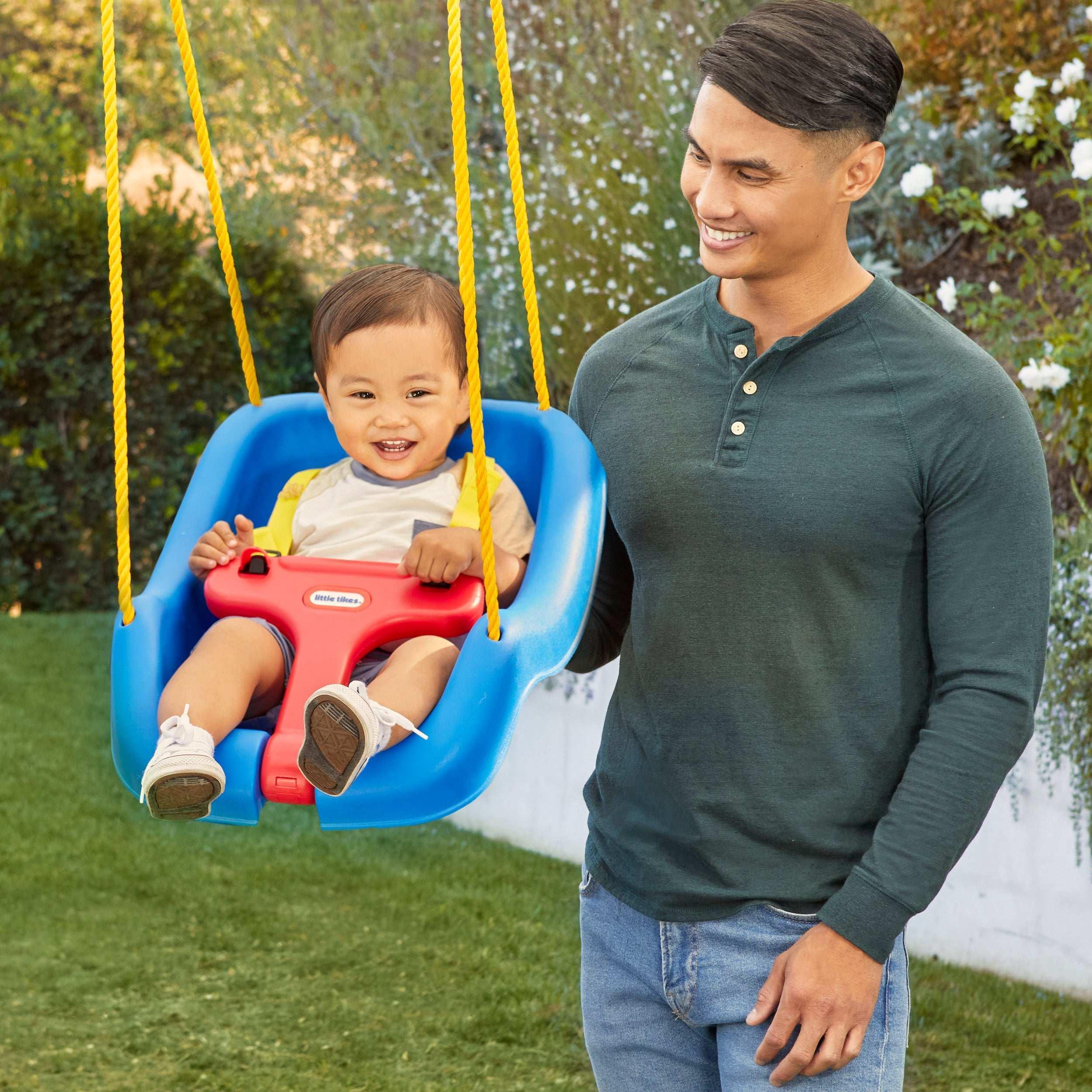 Little Tikes 2-in-1 Snug and Secure Swing, High Back Swing, Blue - Image 4