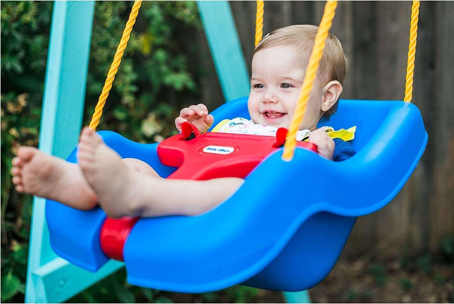 Little Tikes 2-in-1 Snug and Secure Swing, High Back Swing, Blue - Image 5
