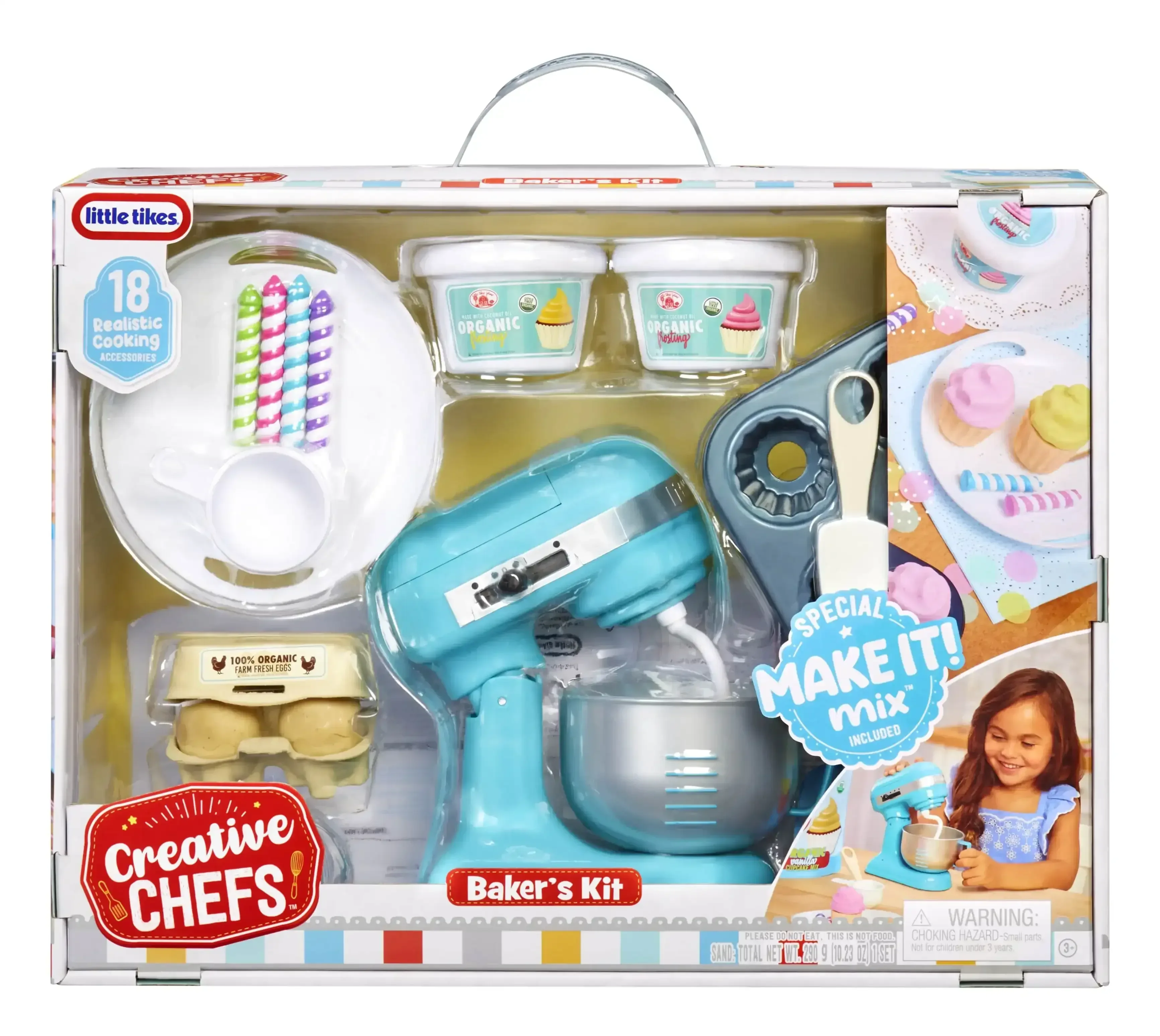 Little Tikes Creative Chefs Baker’s Kit with Make-It Mix Play Sand, 18 Accessories, Realistic Pretend Play Set, Boys, Girls, Ages 3+ - Image 7