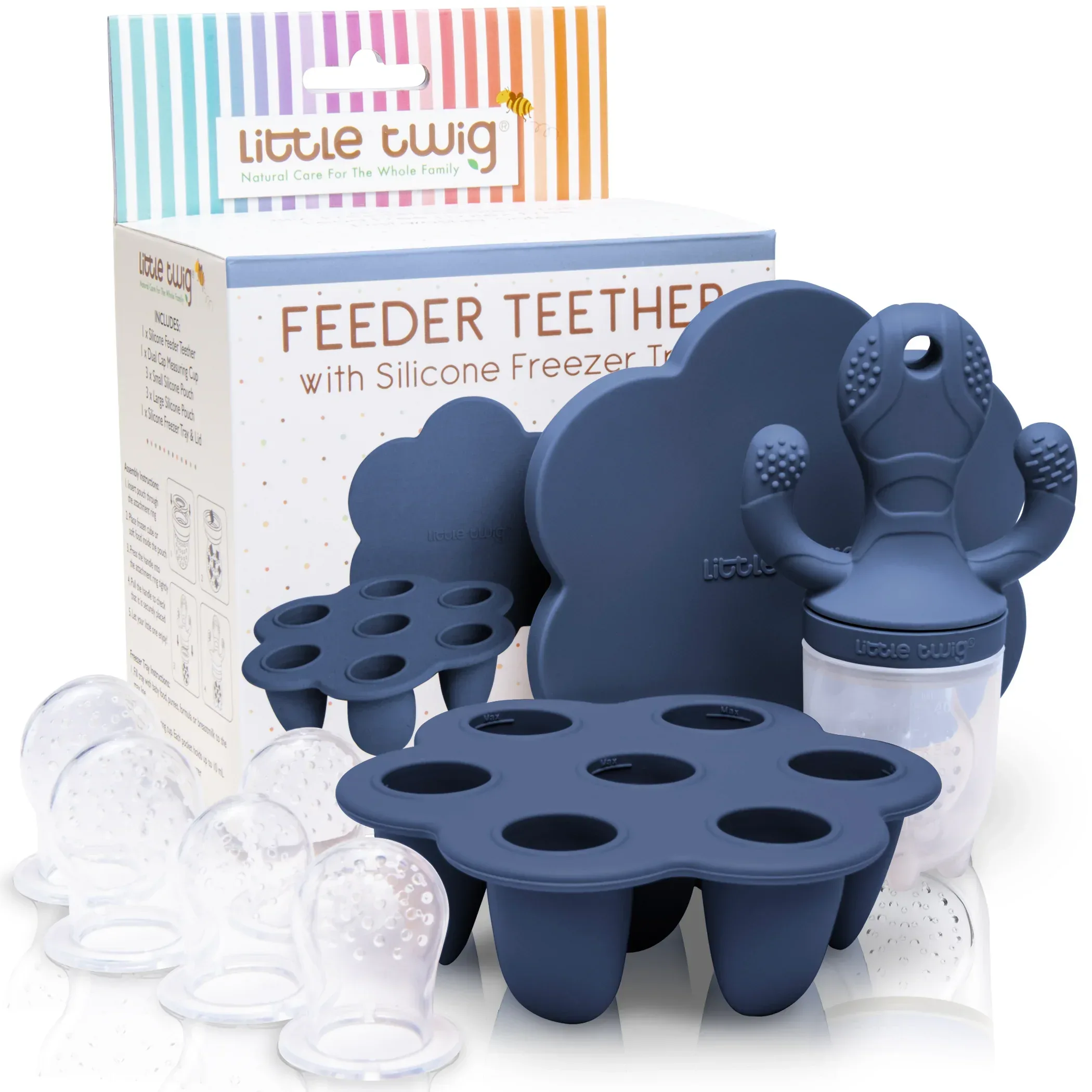 Little Twig Freezable Teether Set Steel Blue