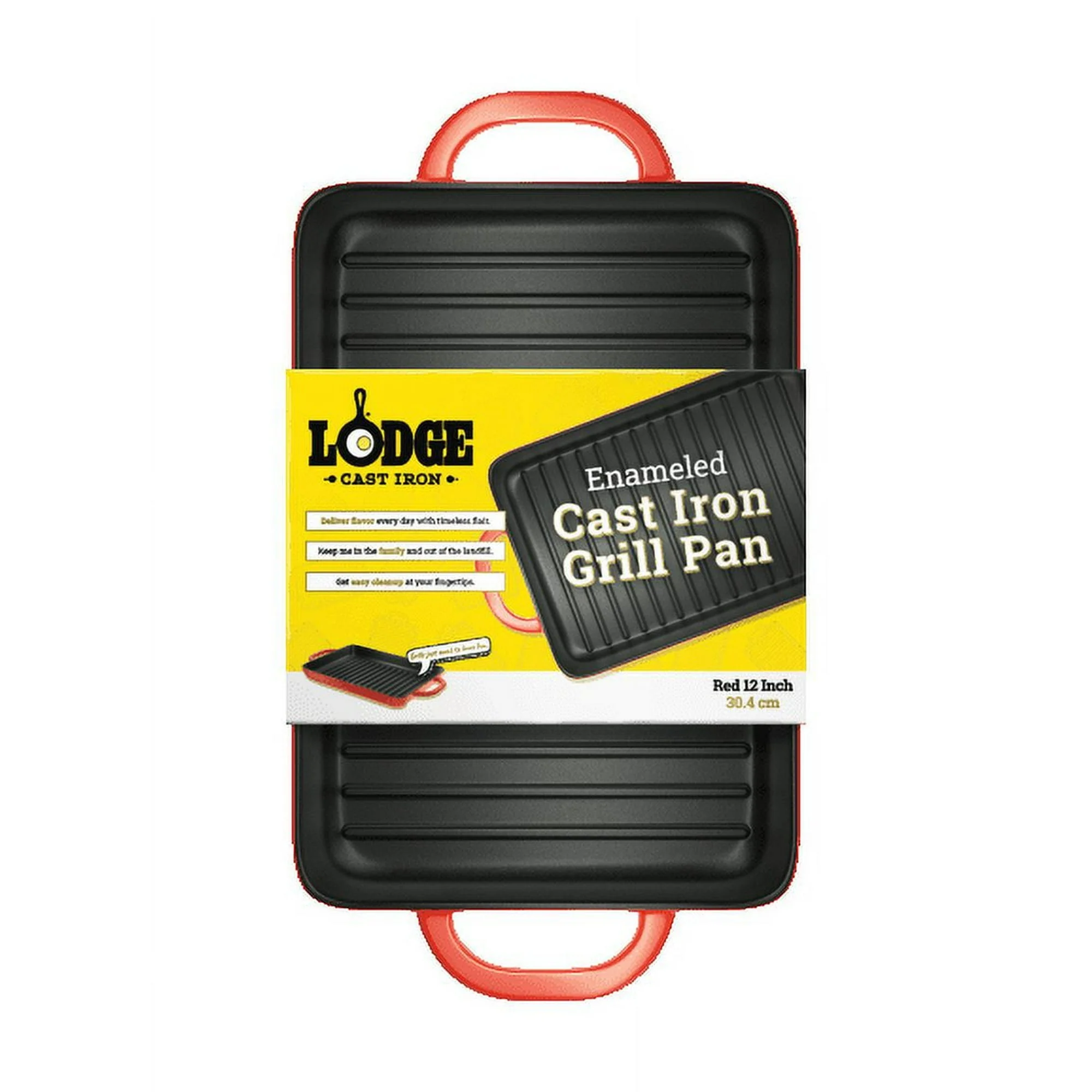 Lodge Cast Iron Enameled Cast Iron Grill Pan, Red - Image 5