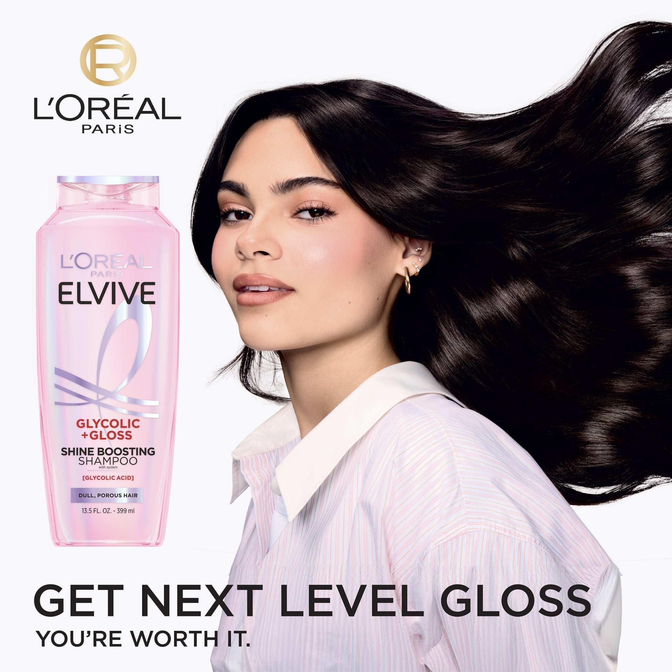 L'Oreal Paris Elvive Glycolic Gloss Shine Enhancing Shampoo, 13.5 fl oz - Image 5
