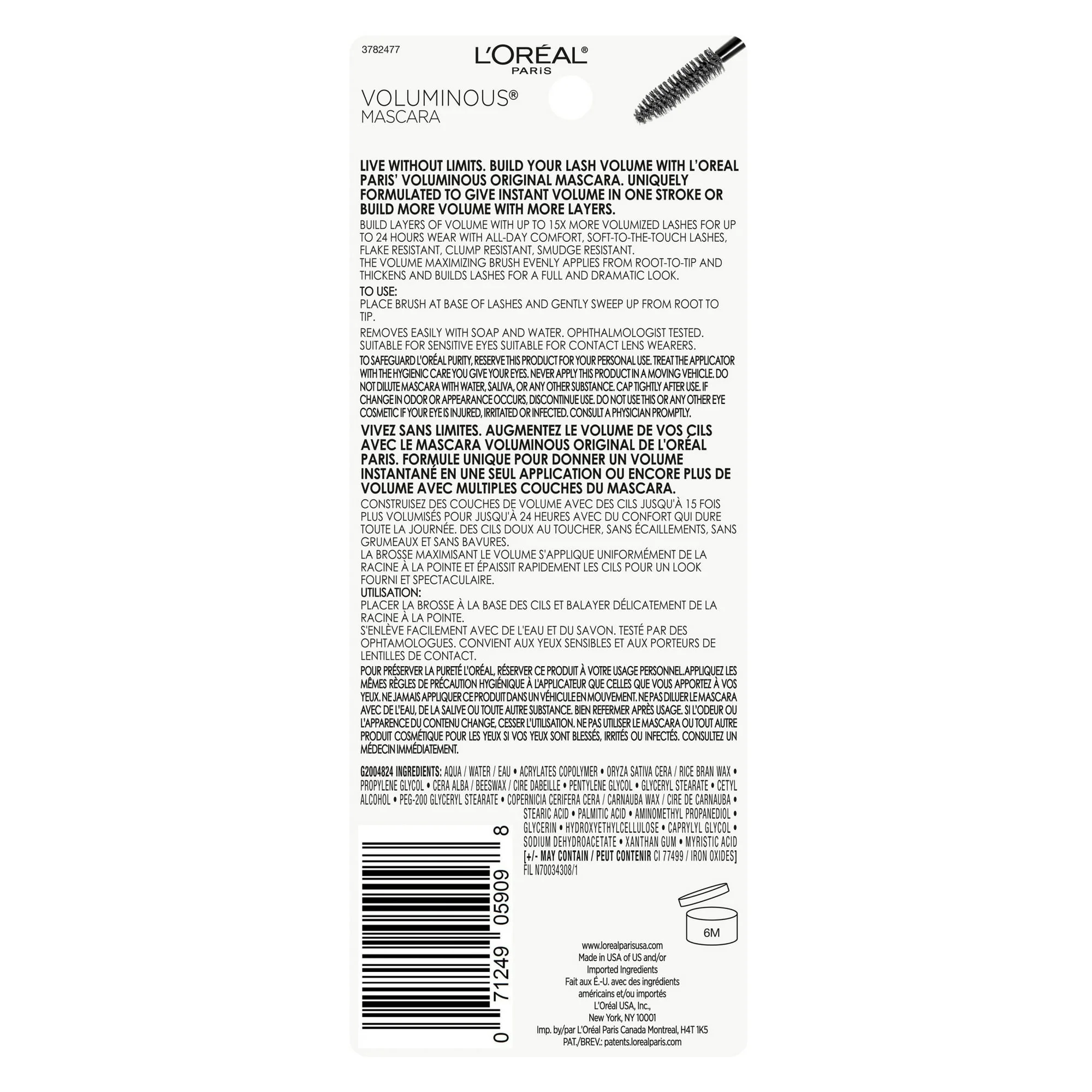 L'Oreal Paris Voluminous Original Washable Bold Eye Mascara, 0.28 fl. oz. - Image 9