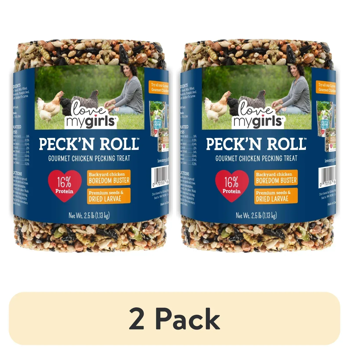 Love My Girls Peck 'N Roll Boredom Buster for Chickens, 2.5 lb. Seed Log, 1-Pack - Image 7